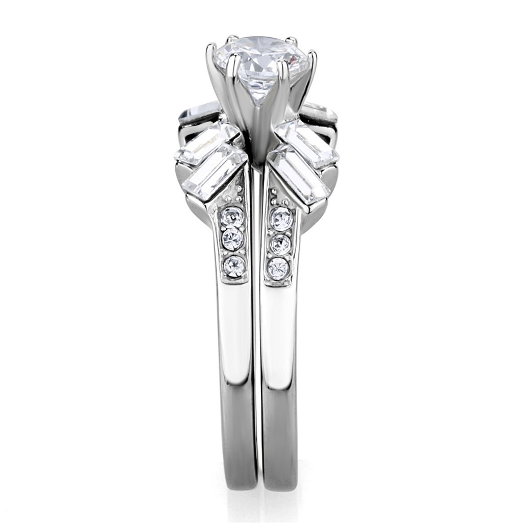 1.65ct CZ Wedding Ring Set for Women - Round & Baguette Cut - Size 5-10 - Perfect for Bridal & Anniversary Gifts