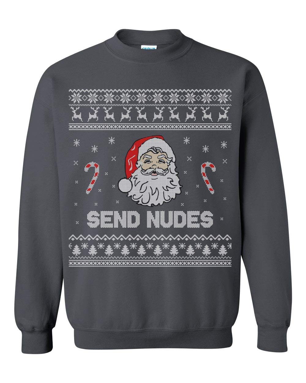 Funny Ugly Christmas Sweater for Women & Men - Sexy Holiday Sweatshirt - Festive Ugly Christmas Jumper - Send Nudes Design - Perfect for Xmas Parties & Family Gatherings