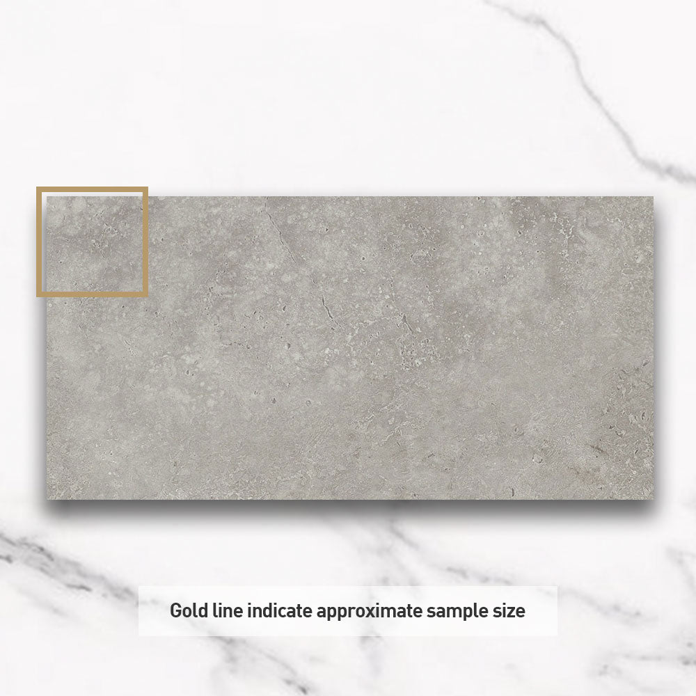 Kronos Mid Grey 300x600mm Porcelain Tile - Travertine Look Matte Finish for Bathroom & Kitchen Walls | Durable Ceramic Floor Tiles for Home Renovation