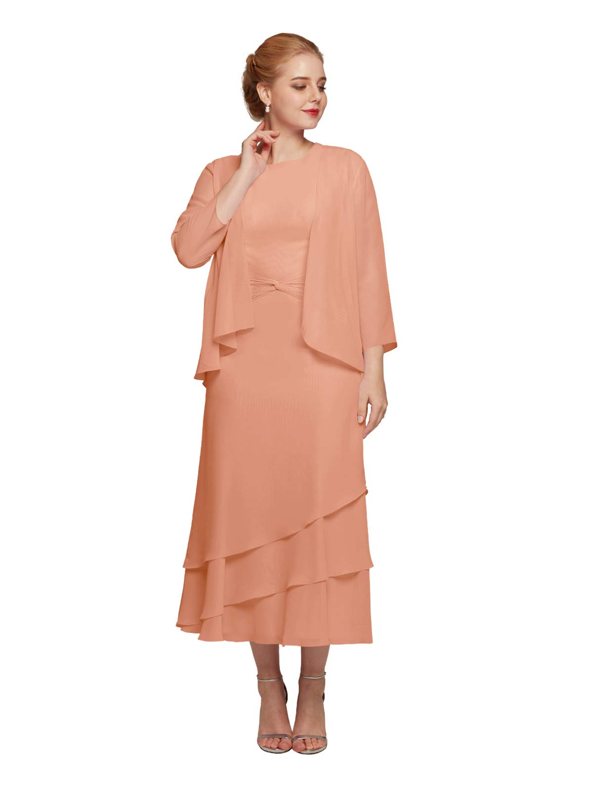 Elegant AW BRIDAL Mother of The Bride Dresses with Jacket - Women's Formal Wedding Guest Dresses with Sleeves for Church, Ceremony & Special Occasions