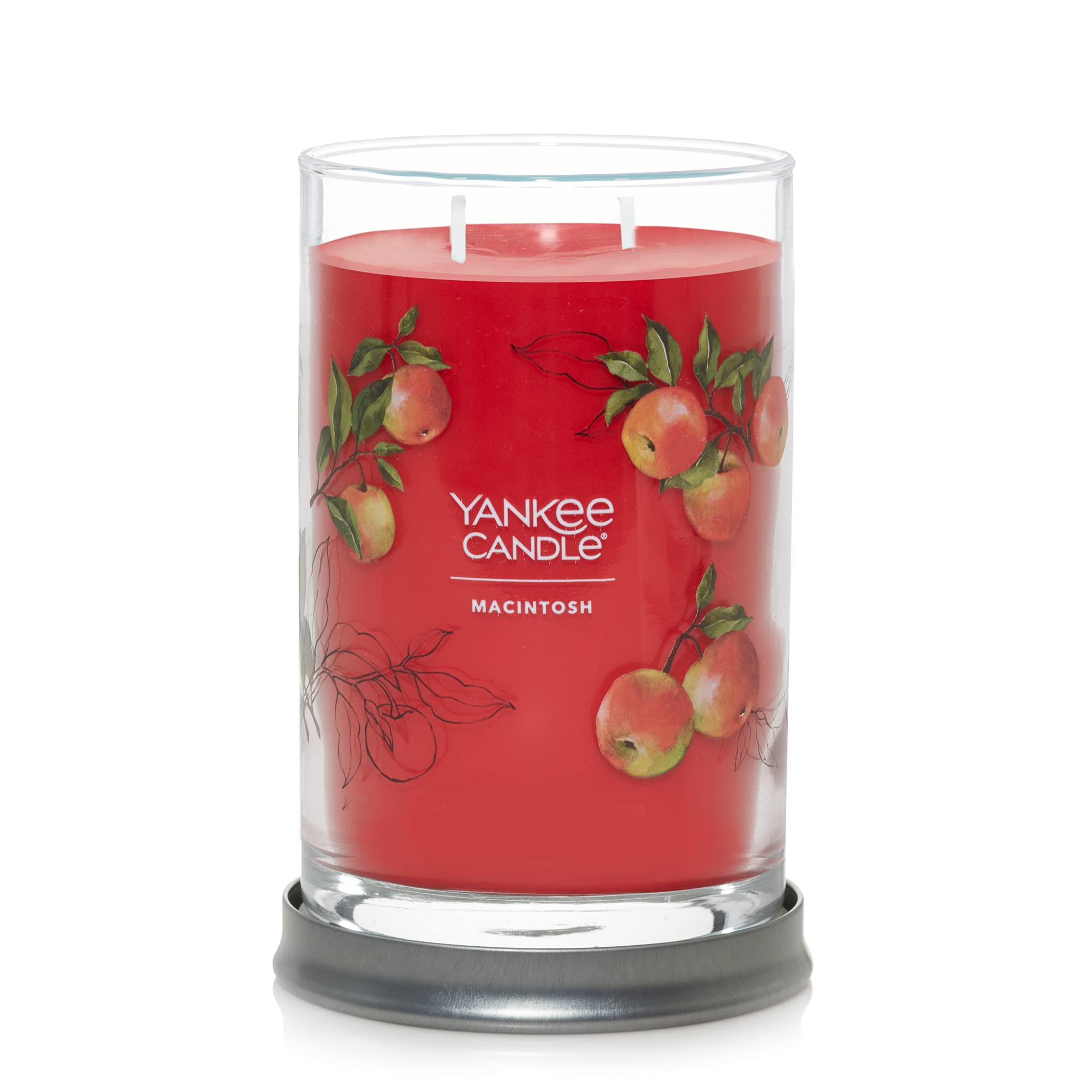 Yankee Candle Macintosh Signature Medium Pillar Candle - 14.25oz Scented Candle for Home Decor, Relaxation & Romantic Ambiance | Perfect for Living Room, Bedroom & Bathroom
