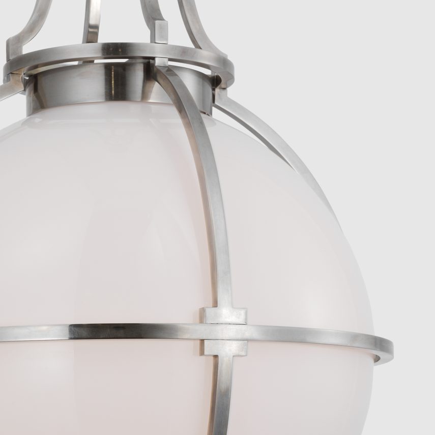 Archer Large Captured Globe Pendant Light Fixture in Antique Nickel Finish - Perfect for Dining Room, Foyer, and Entryway Lighting