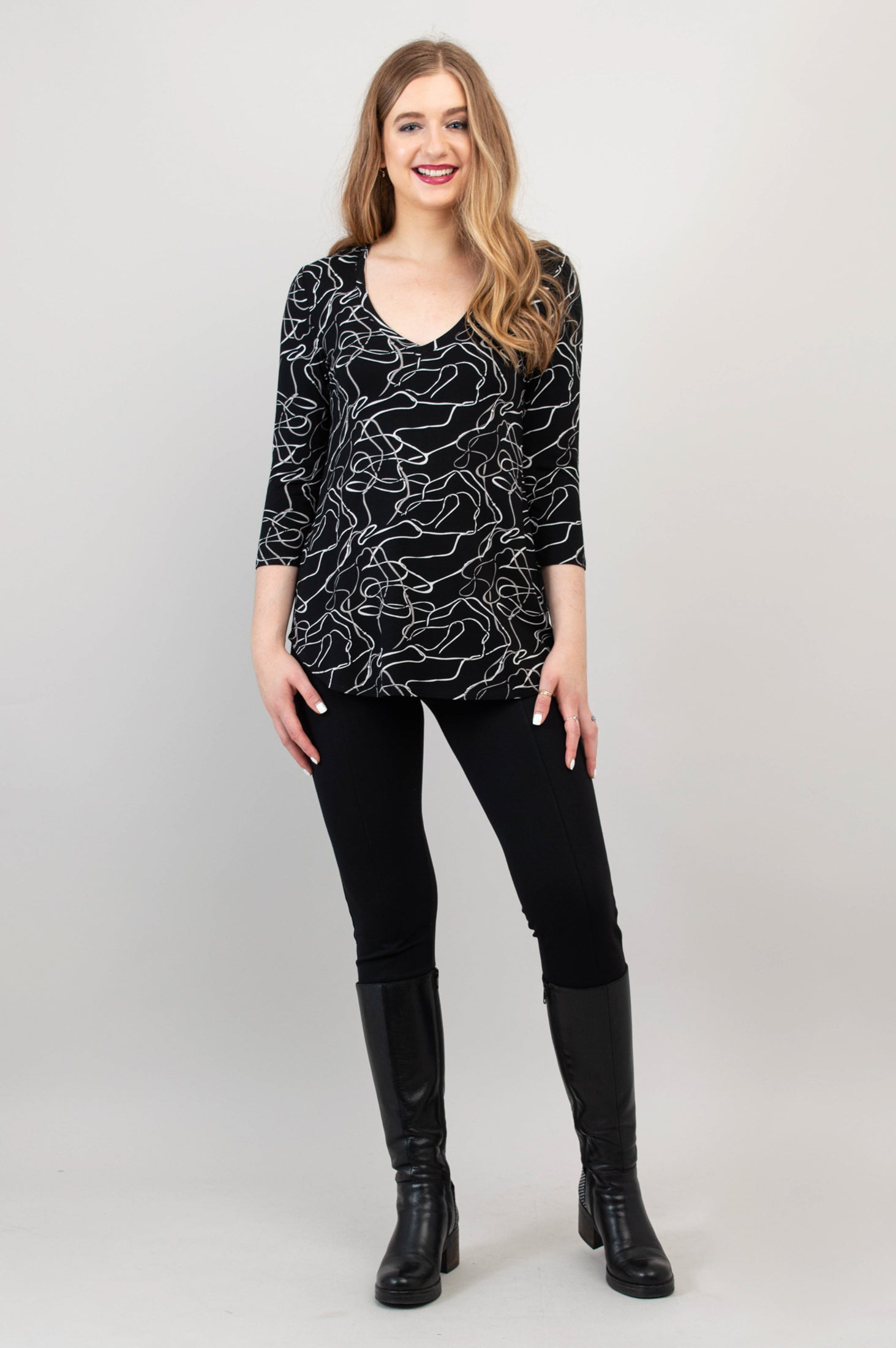 Jackie 3/4 Sleeve Women's Bamboo Top - Soft & Breathable Art Expo T-Shirt for Casual Wear, Yoga & Summer Outfits