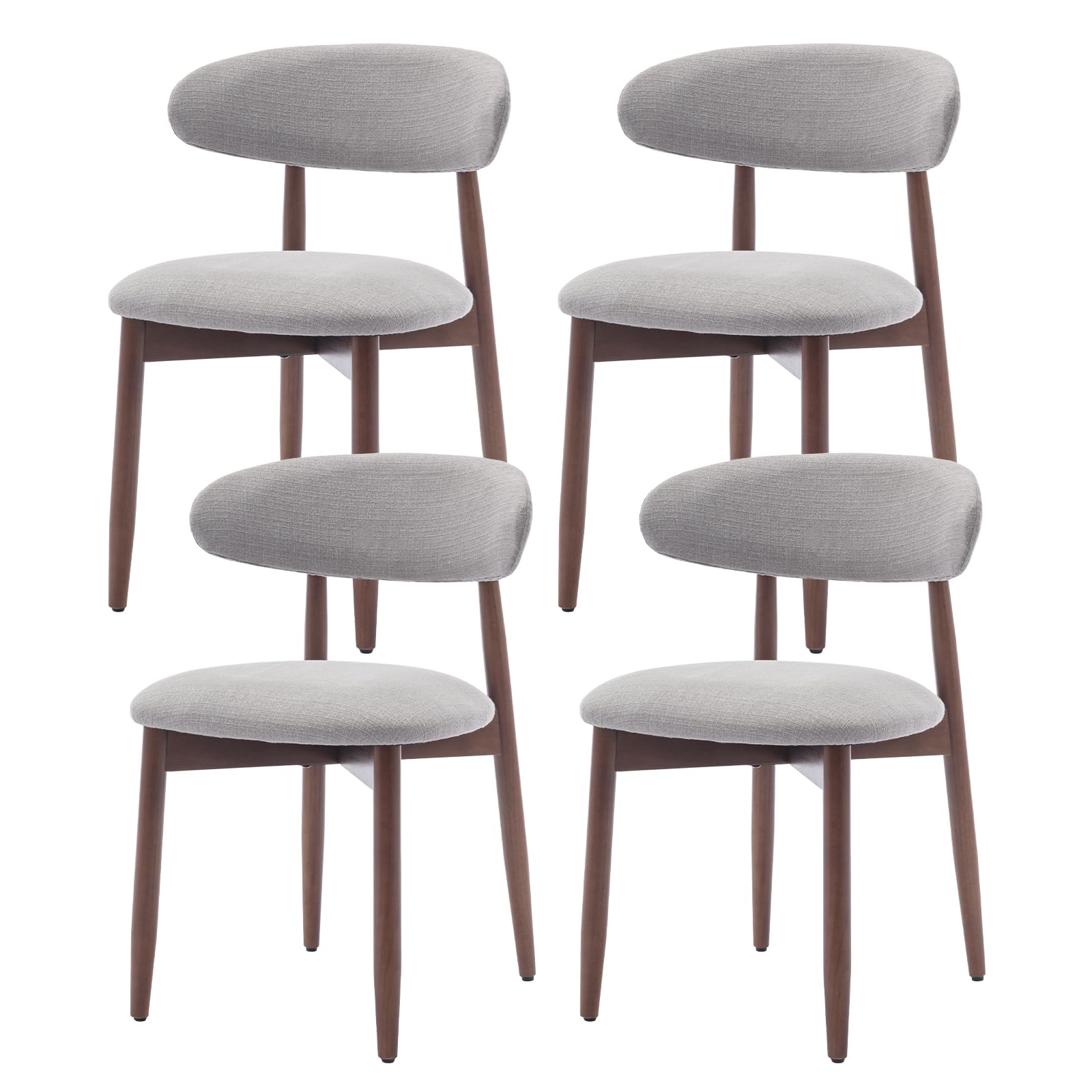 COLAMY Set of 4 Modern Farmhouse Dining Chairs - Light Grey Upholstered Wooden Kitchen Side Chairs with Foot Pegs | Perfect for Dining Room, Kitchen, Breakfast Nook & Small Spaces