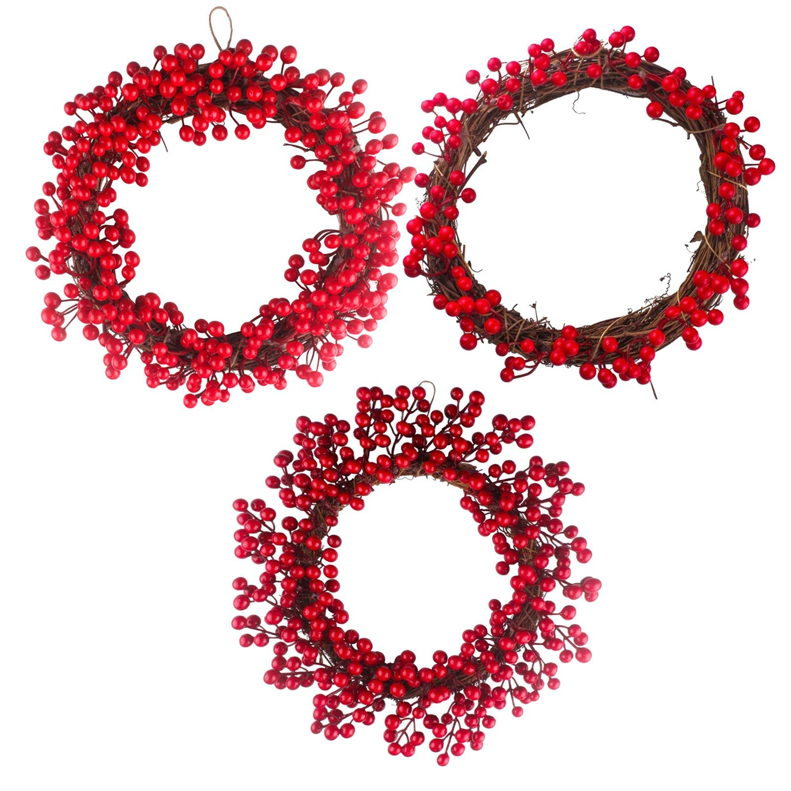 30/35/40cm Red Christmas Wreath with Berries - Holiday Door Decor for Porch, Home & Fall Season Decoration | Perfect for Christmas Tree, Fireplace & Front Door Hanging