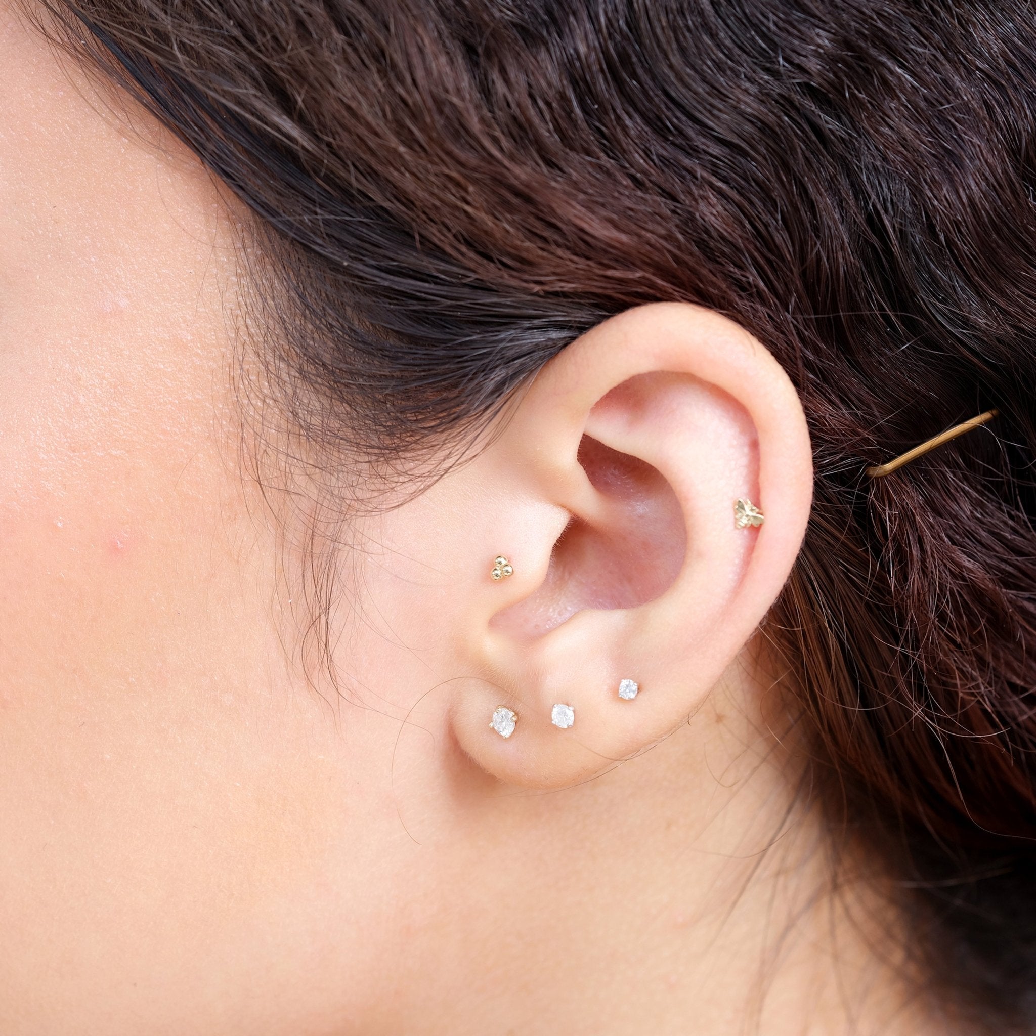 Minimalist Bee Flat Back Stud Earrings in Solid 14k Rose Gold - Perfect for Everyday Wear, Gifts & Special Occasions