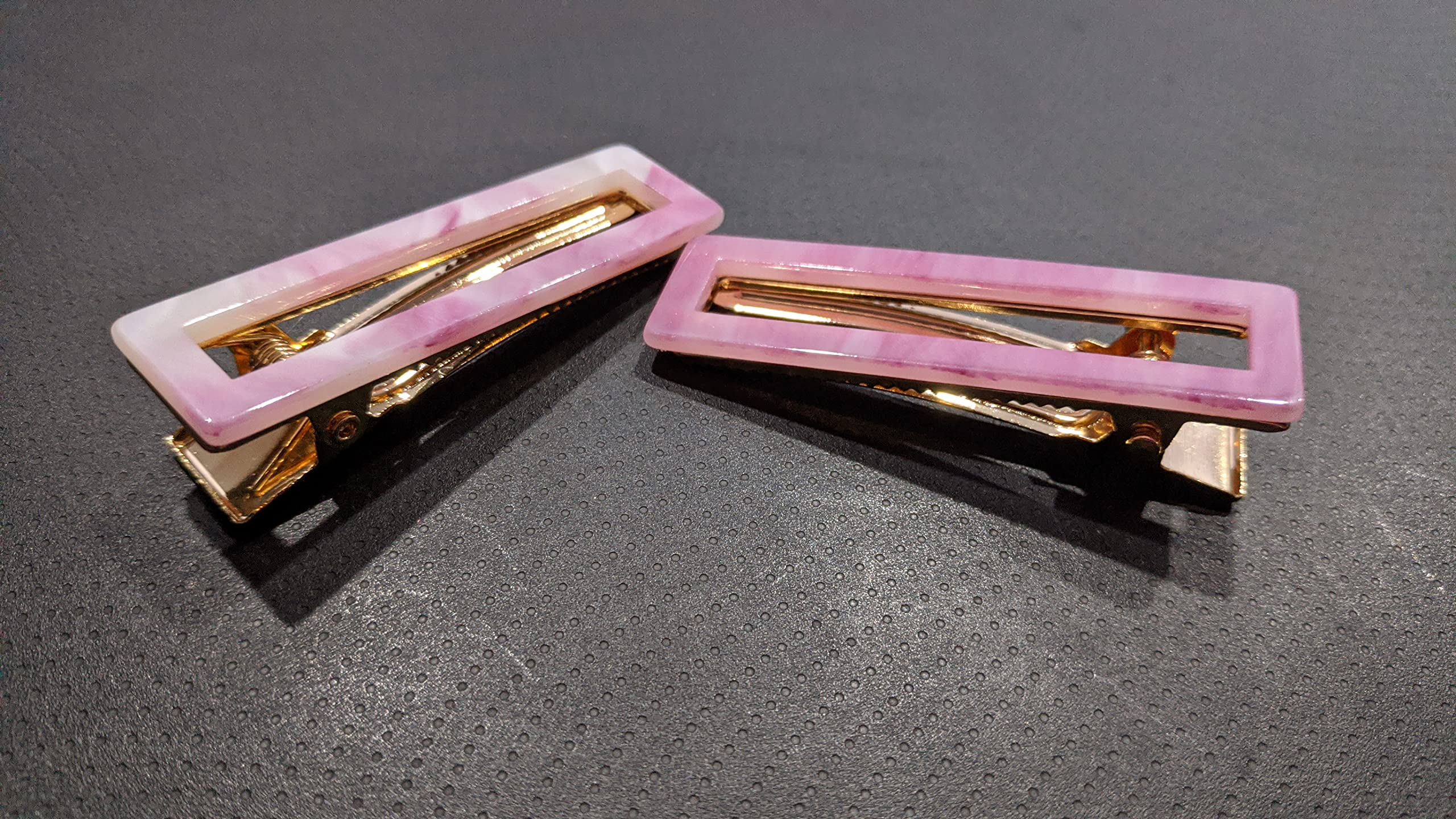 2 Pcs Korean Style Marble Shiny Resin Hair Clips for Women & Girls - Elegant Hair Accessories for Parties, Weddings & Daily Wear