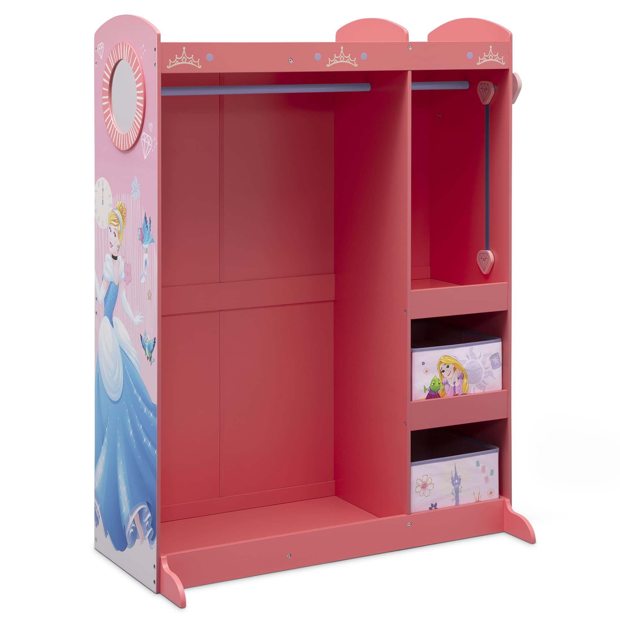 Disney Princess Dress Up Wardrobe & Play Closet for Kids - Pink Pretend Play Storage with Mirror & Shelves by Delta Children | Perfect for Dress-Up Games, Birthday Gifts & Bedroom Decor