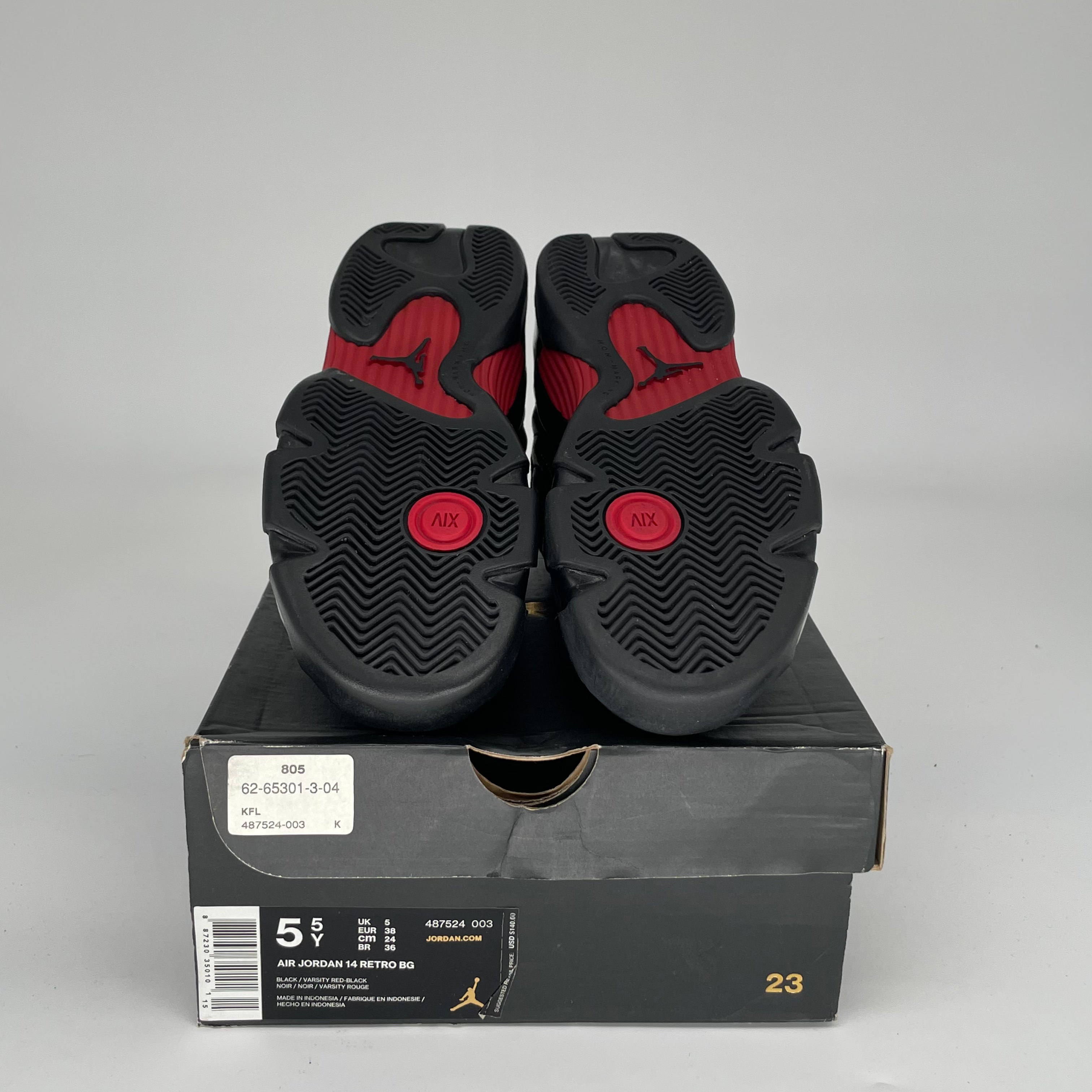 AIR JORDAN 14 LAST SHOT Basketball Shoes Men's Size 5.5Y (487524-003) Black/Red - Retro Sneakers for Game Day & Streetwear Fashion