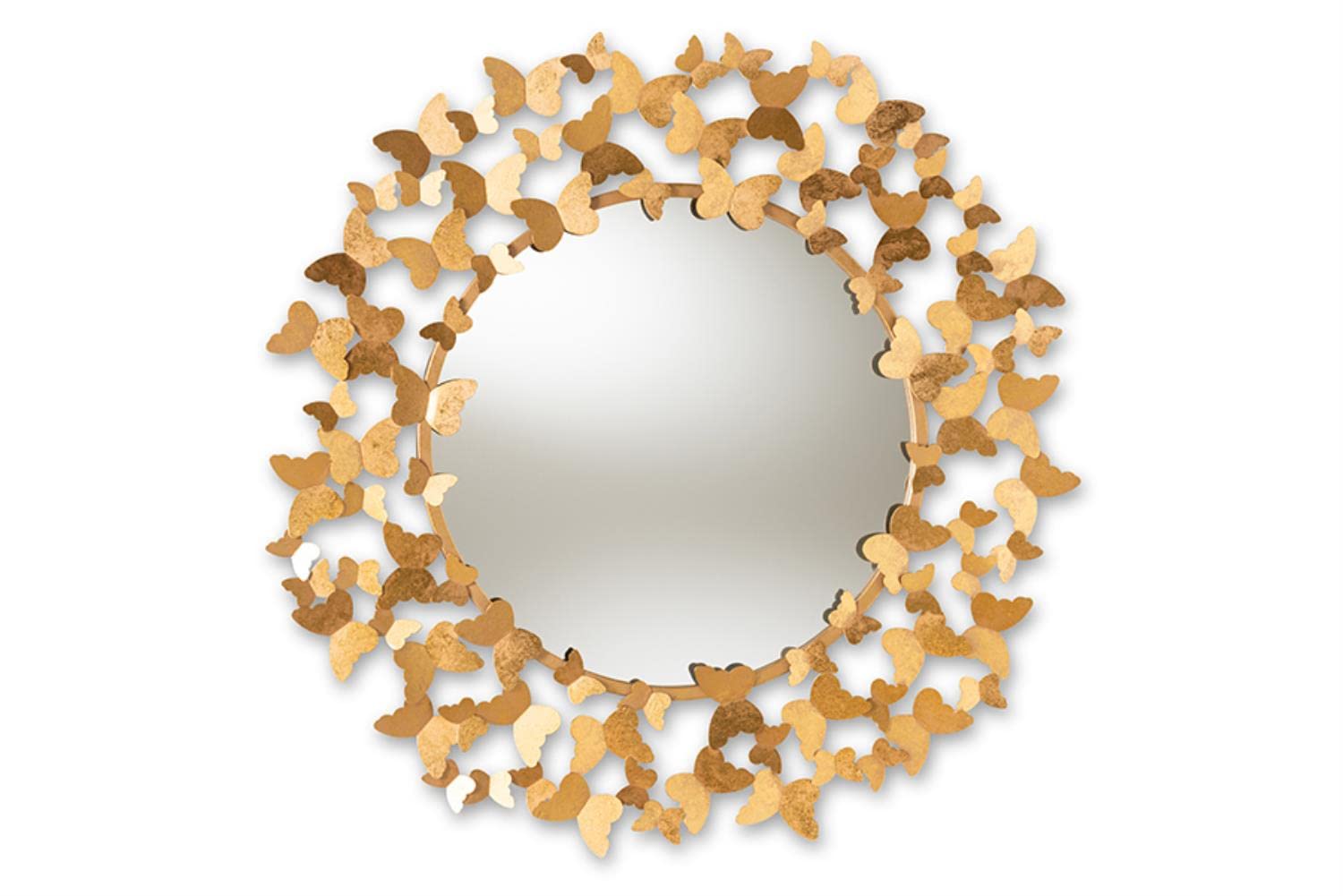 Baxton Studio Soleil Modern Gold Butterfly Wall Mirror - Elegant Home Decor for Living Room, Bedroom & Entryway