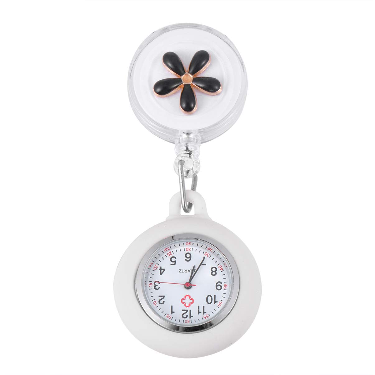 Ibasenice Nurse Pocket Watch - Clip on Nursing Watch with Flexible Band, Hanging Nurse Watch for Hospital Doctors & Nurses, White - Perfect for Medical Professionals & Healthcare Workers