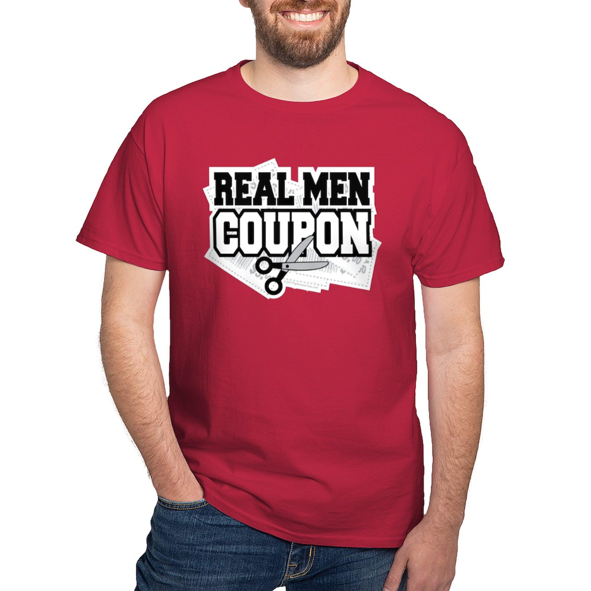 Real Men Coupon Dark T-Shirt for Men - 100% Cotton Classic Graphic Tee | Casual Wear, Gift for Boyfriend, Funny Coupon Shirt for Date Nights & Special Occasions