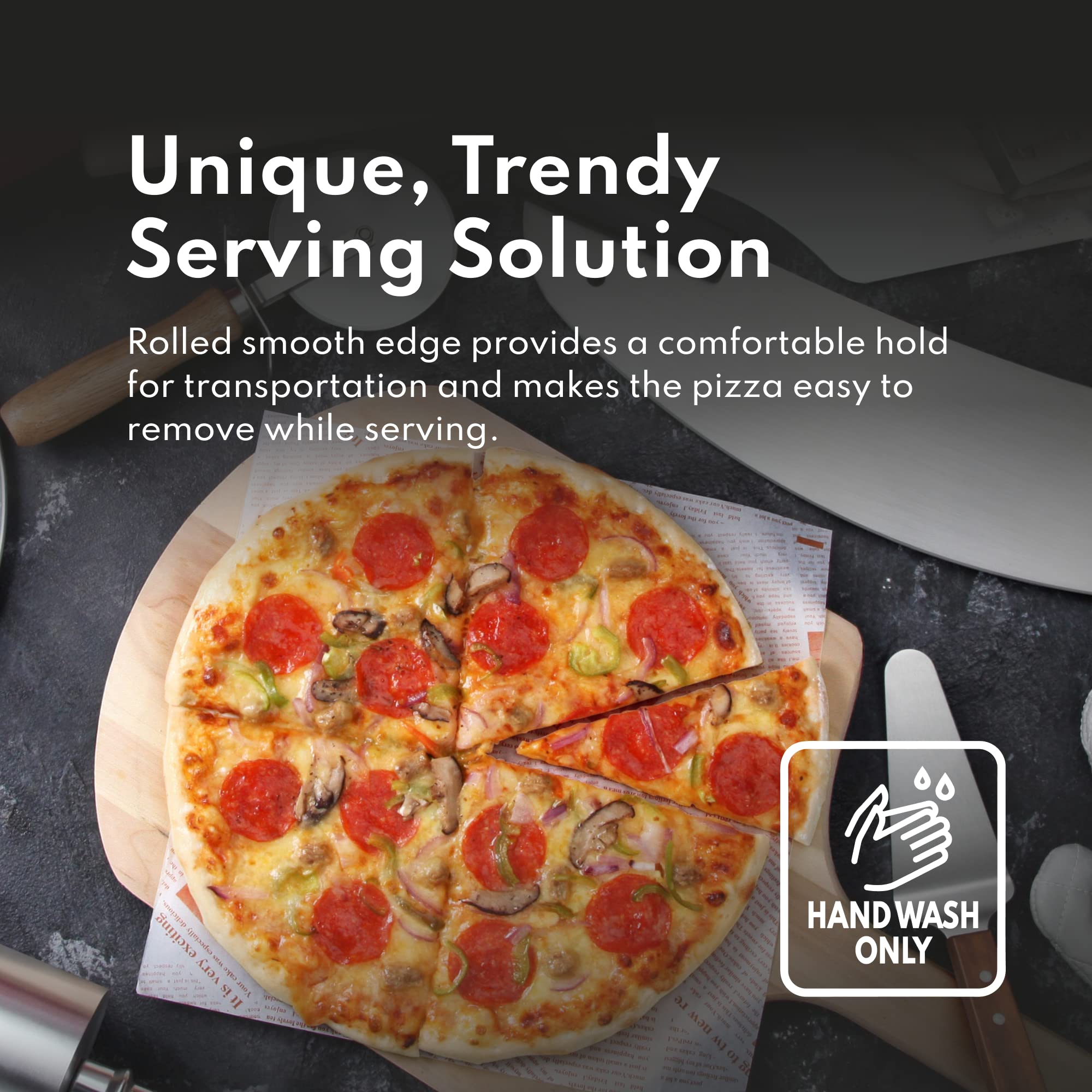 Commercial Grade Aluminum Pizza Trays 16 Inch - Pack of 6 | Heavy Duty Wide Rim Baking Pans for Restaurant, Catering & Home Use | Durable & Rust-Proof for Oven, Freezer & Serving
