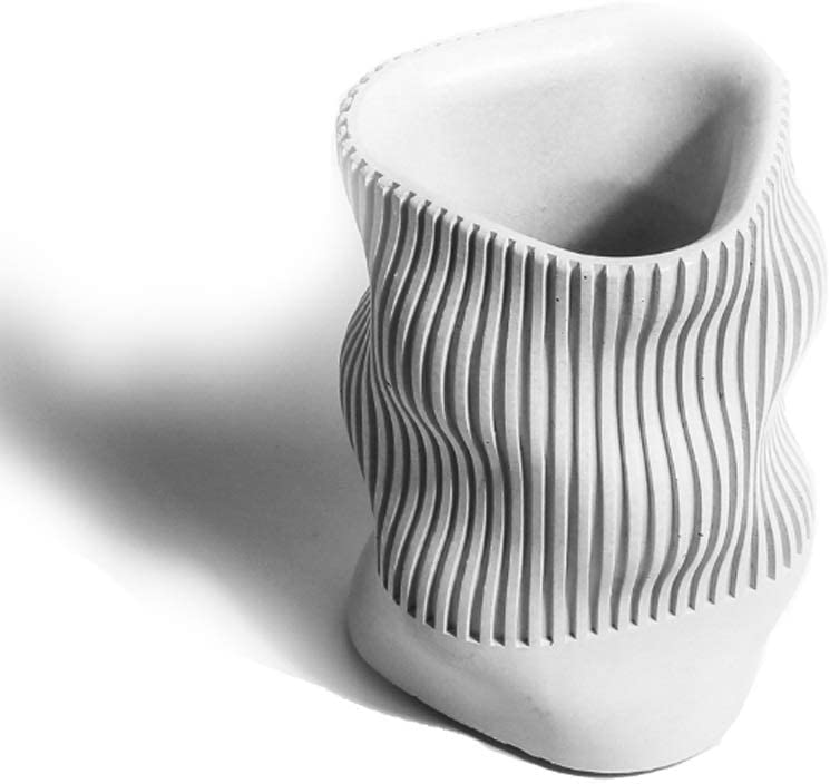Concrete Pen Holder & Desk Organizer - Wavy Shape Pencil Cup for Office & Home, Minimalist Cement Pencil Holder for Men & Women | Perfect for Desks, Study Tables & Workspace Organization