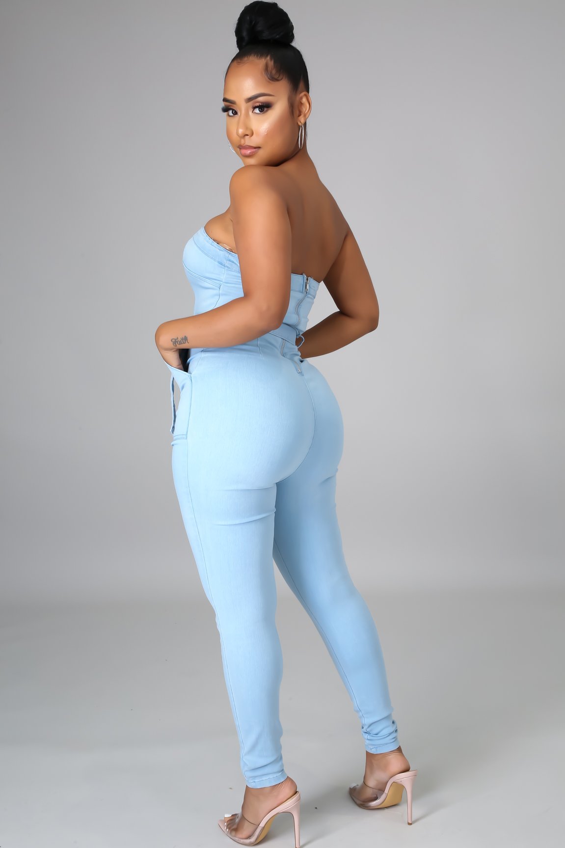 Sofiane Women's Light Blue Denim Jumpsuit - Stylish Casual Romper for Everyday Wear, Date Night & Summer Outfits