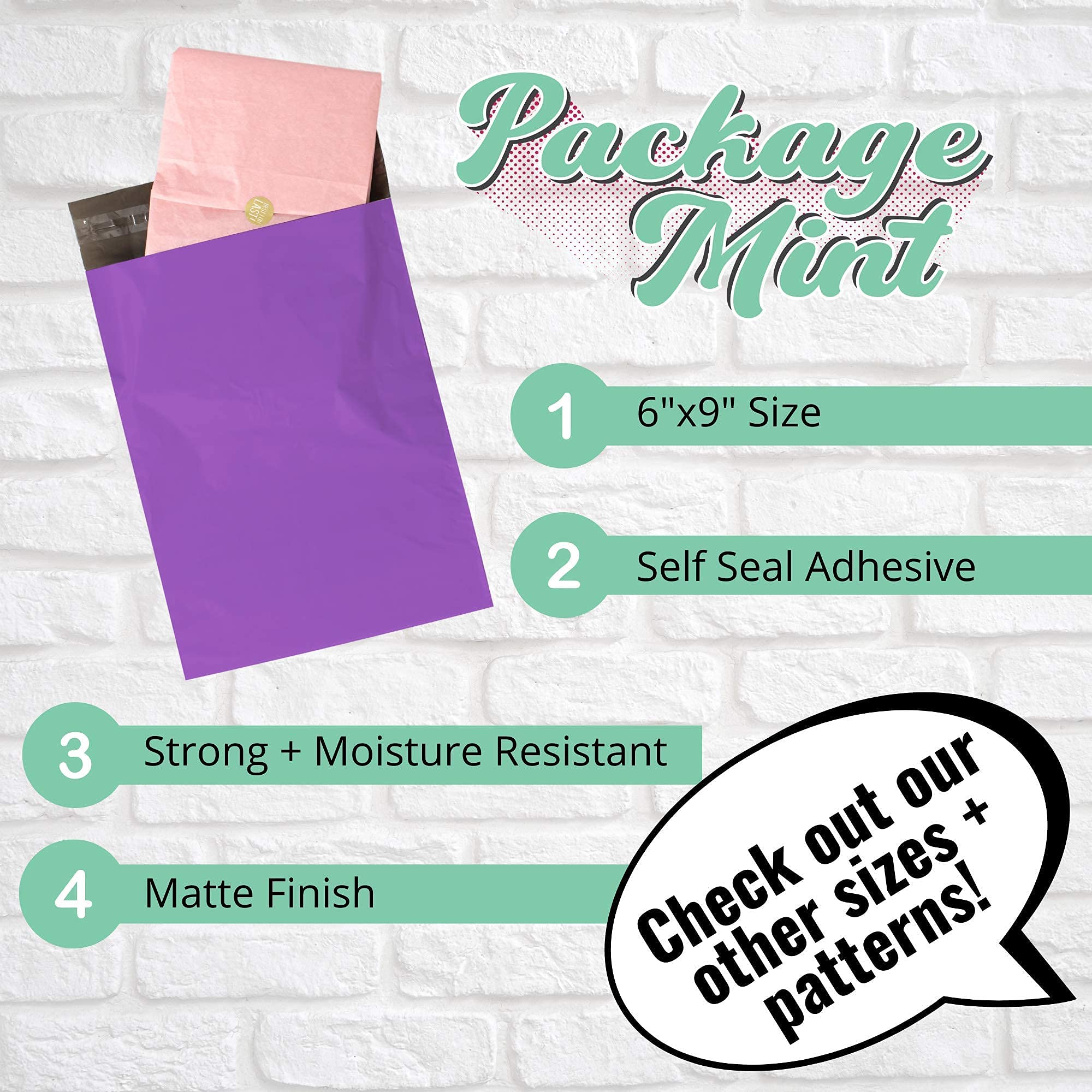 200 Pack 6x9 Inch Waterproof & Tear-Resistant Purple Poly Mailers - Small Shipping Bags for Ecommerce, Business Packaging & Cute Gift Wrapping (Perfect for Jewelry, Crafts & Small Item Shipping)