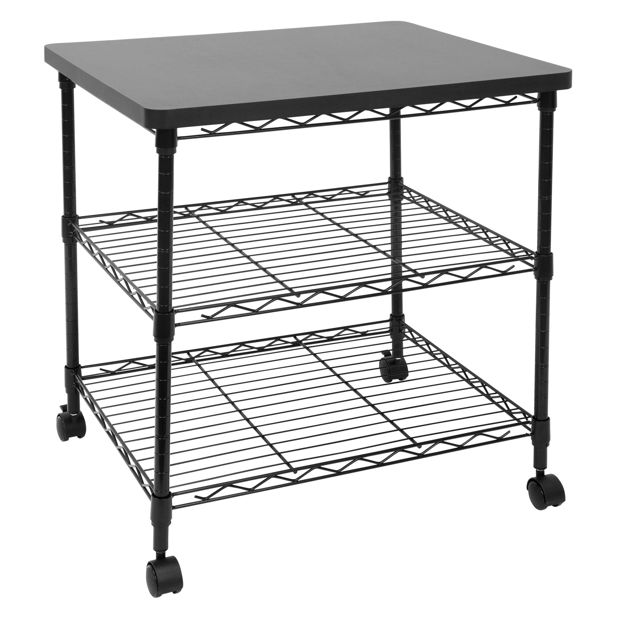 Mount-It! 3-Tier Rolling Printer Stand with Wheels - Heavy Duty Metal Printer Cart with Storage Shelves for 3D Printer, Laser Printer, Scanner & Heat Press - 200 Lbs Capacity Mobile Utility Table for Home Office, Workshop & Craft Room Use