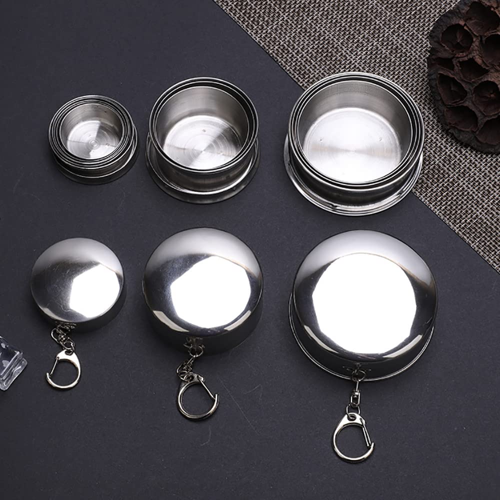 Collapsible Stainless Steel Travel Coffee Mug - 3 Pack Portable Telescopic Cup for Hot & Cold Drinks | Leak Proof Reusable Cup for Camping, Hiking, Office | Perfect Gift for Coffee Lovers & Travelers | Use for Morning Coffee, Gym, Road Trips & Outdoor Adventures