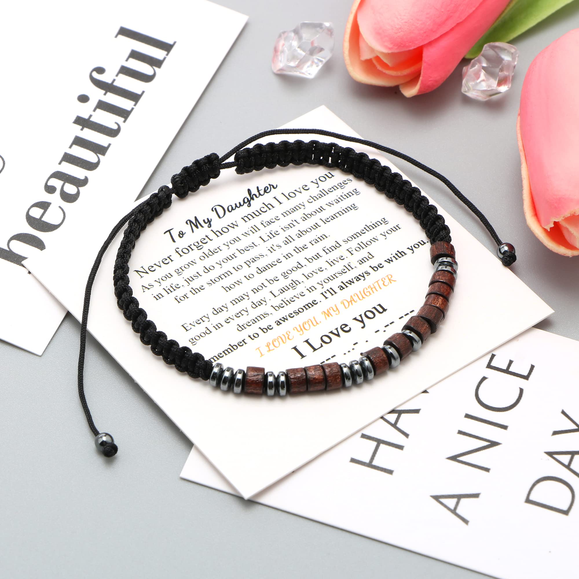 Morse Code Bracelet for Women & Men - Wooden Wrap Strand Bracelet - Anniversary, Birthday Gifts for Best Friend, Mom, Daughter, Boyfriend, Girlfriend, Husband - Perfect for Everyday Wear, Special Occasions & Thoughtful Gifting