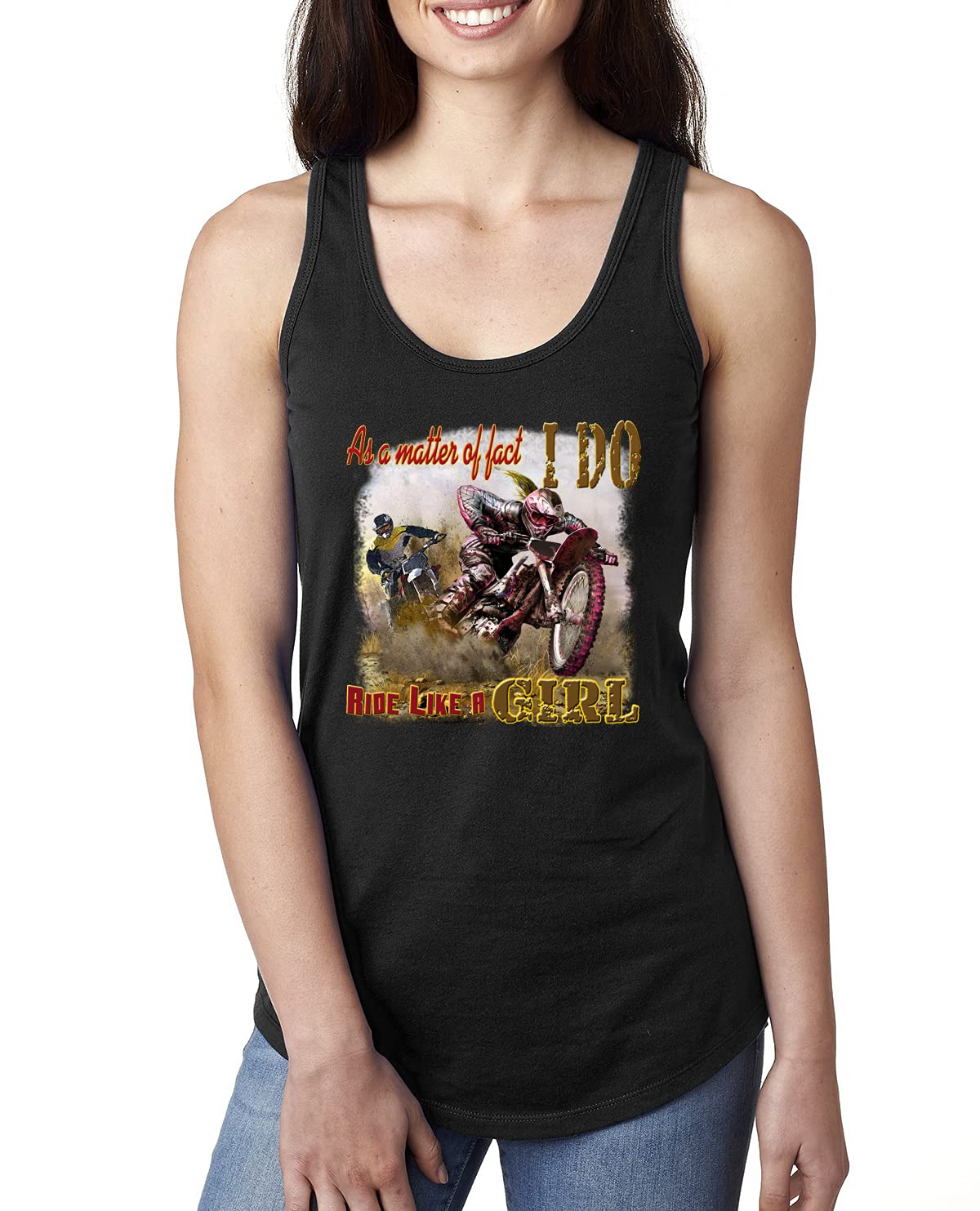 Biker Girl Tank Top - 'I Do Ride Like A Girl' Graphic Racerback Shirt for Women - Perfect for Motorcycle Rides, Car Shows & Casual Outfits