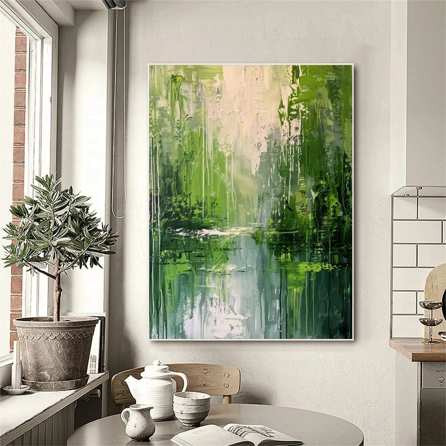 Blue & Green Abstract Wall Art Print #BG116 - Modern Canvas Painting for Living Room, Bedroom & Office Decor