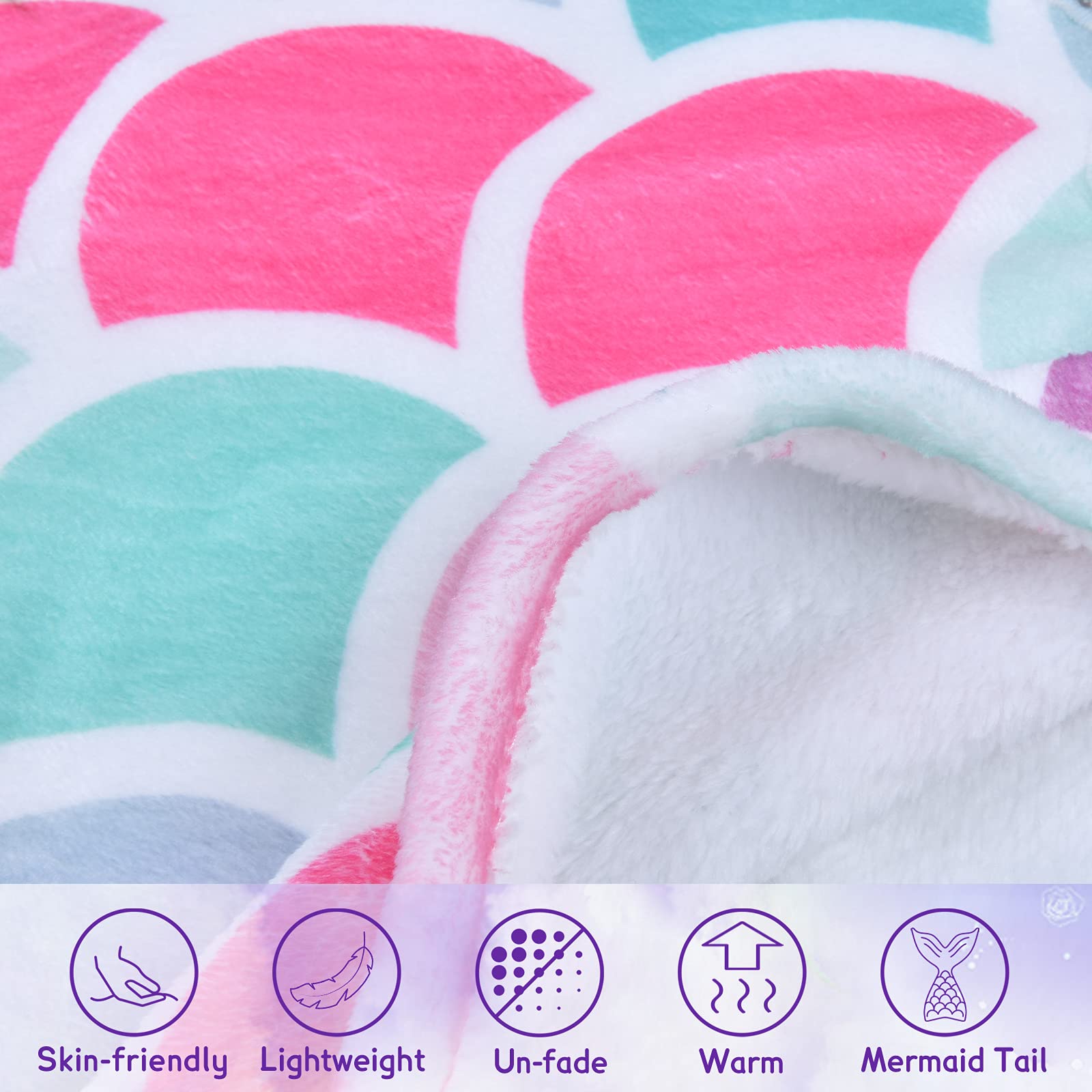 WERNNSAI Mermaid Tail Blanket - Soft Plush Wearable Blanket for Girls & Teens, 140x60cm, All-Season Flannel Snuggle Sleeping Bag, Pink Mermaid Scale Design - Perfect for Cosplay, Sleepovers & Winter Warmth