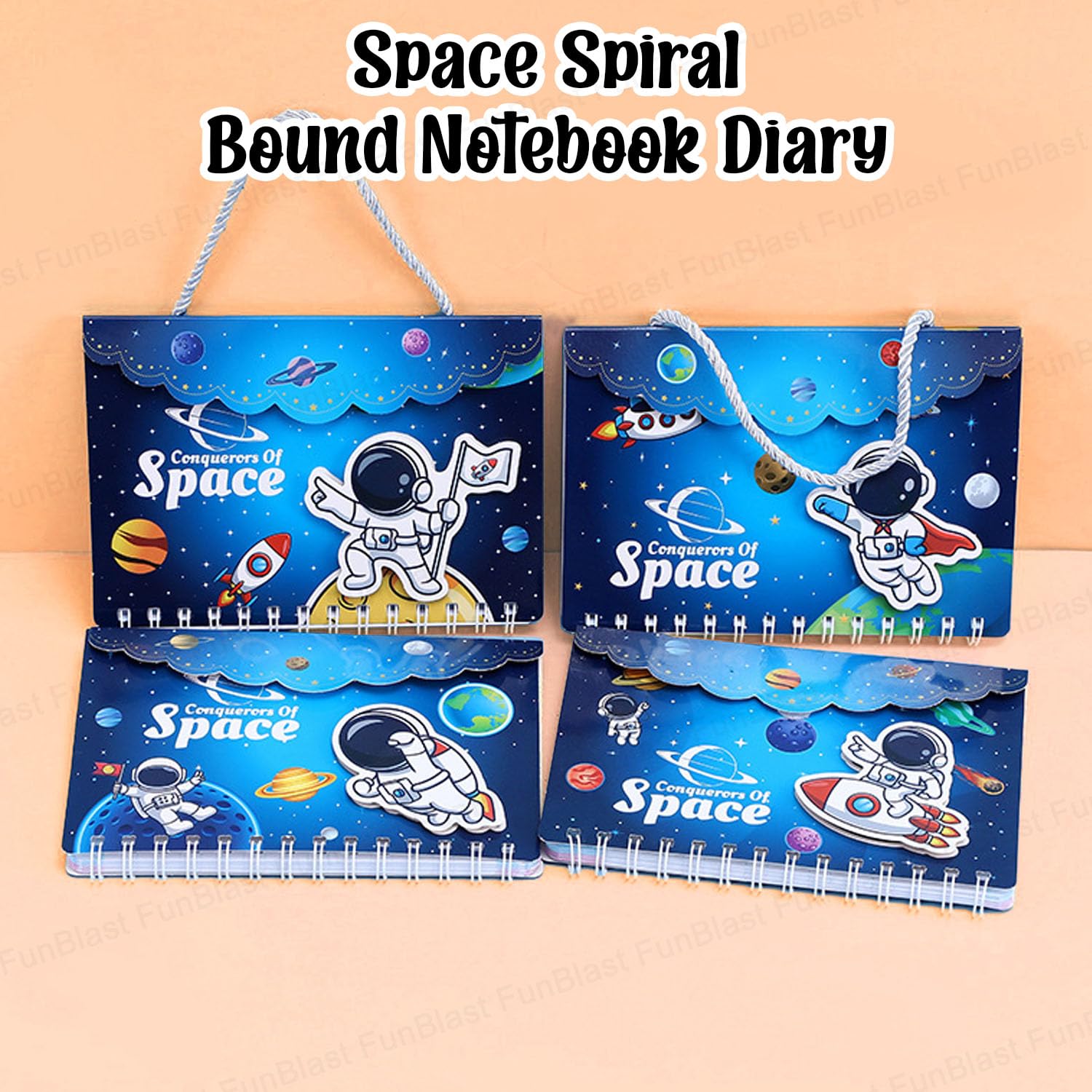 FunBlast Spiral Notebook Ruled - A5 Spiral Bound Diary for Girls & Kids, 120 Pages | Cute Space Themed Notebook for School, Journaling & Gift Giving | Perfect Return Gifts, Birthday Presents & Stationery Supplies