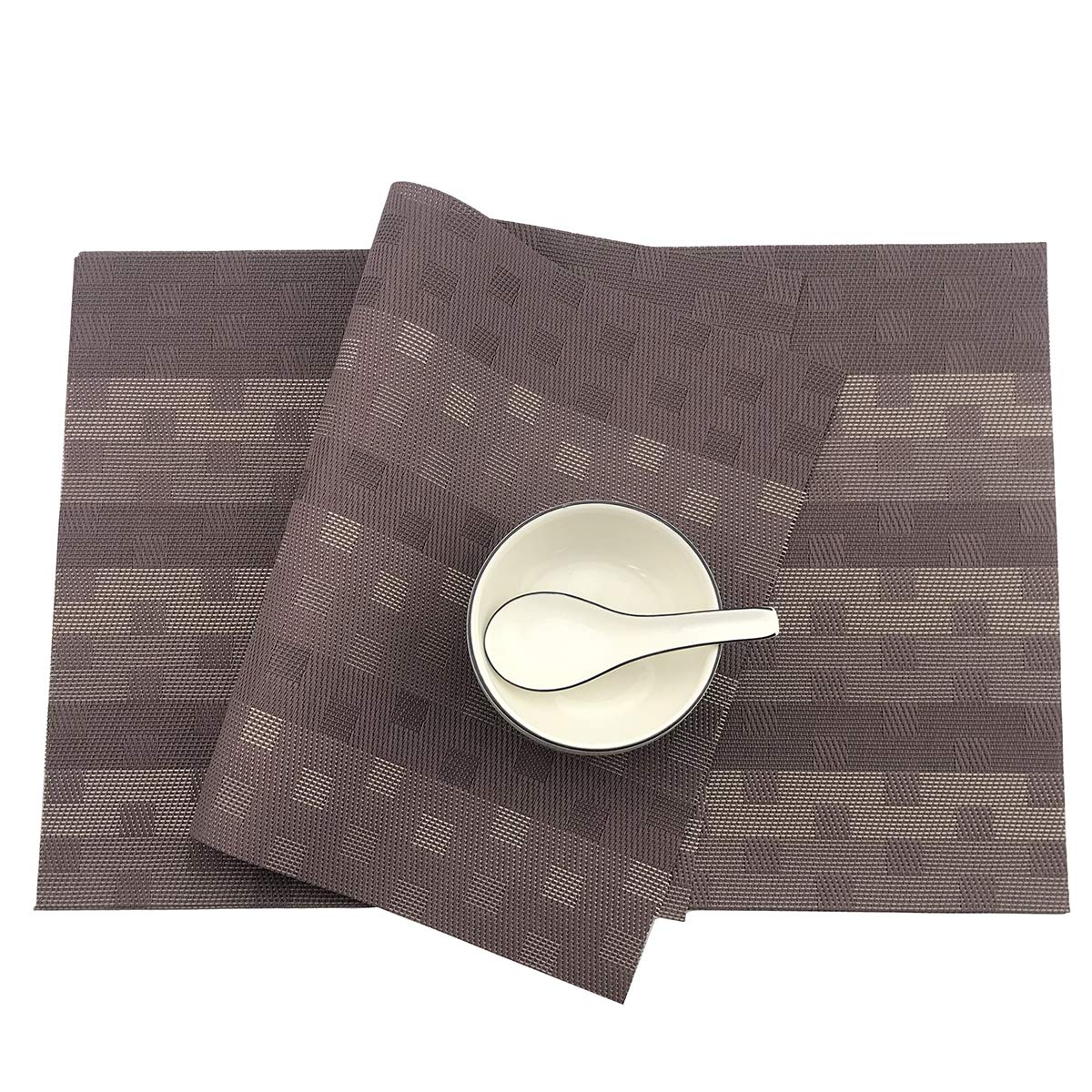 Gugrida Red PVC Placemats Set of 6 - Woven Vinyl Table Mats for Dining, Kitchen, and Party Decor - Waterproof & Durable Place Settings