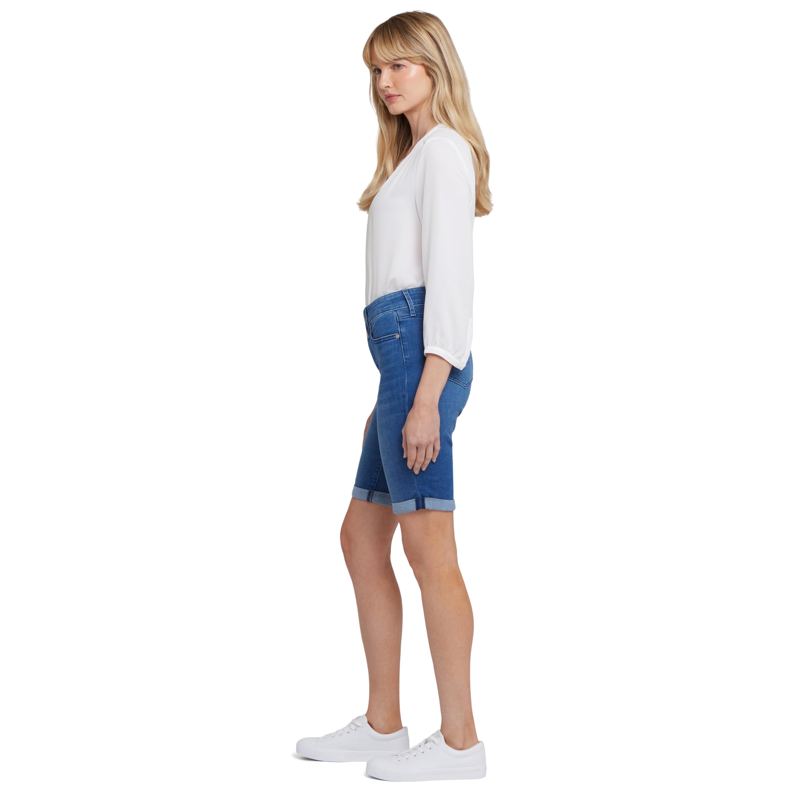 NYDJ Women's Briella Roll Cuff Jean Slimming Denim Shorts - High Waisted Stretch Skinny Shorts for Summer & Casual Outfits | Perfect for Beach, Shopping & Date Nights