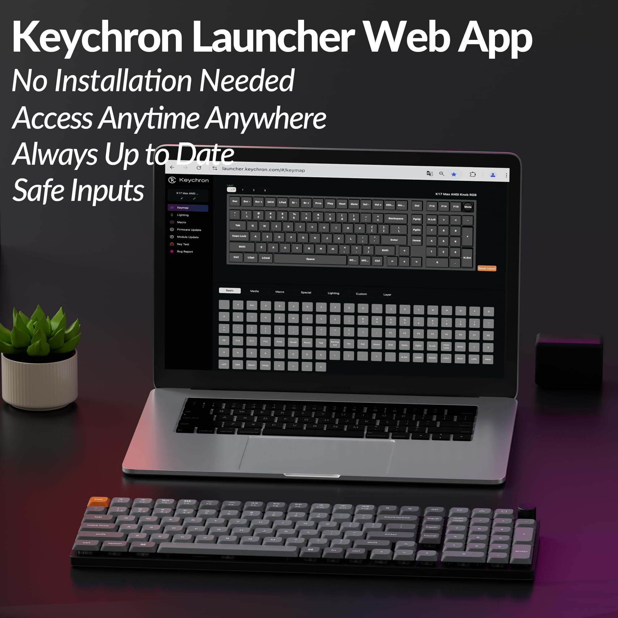 Keychron K17 Max Ultra-Slim Wireless Mechanical Keyboard - QMK/VIA Programmable, RGB Backlit, Low-Profile Gateron Red Switches, USB-C Wired, Compatible with Mac/Windows/Linux - Perfect for Office, Gaming & Programming
