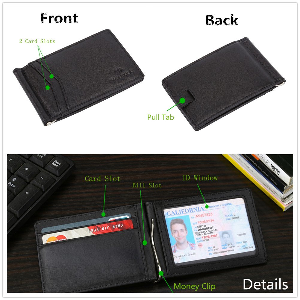 MABELLA RFID Blocking Slim Minimalist Thin Bifold Wallet for Men - Front Pocket Money Clip Wallet with Secure Card Slots | Perfect for Travel, Business & Everyday Use