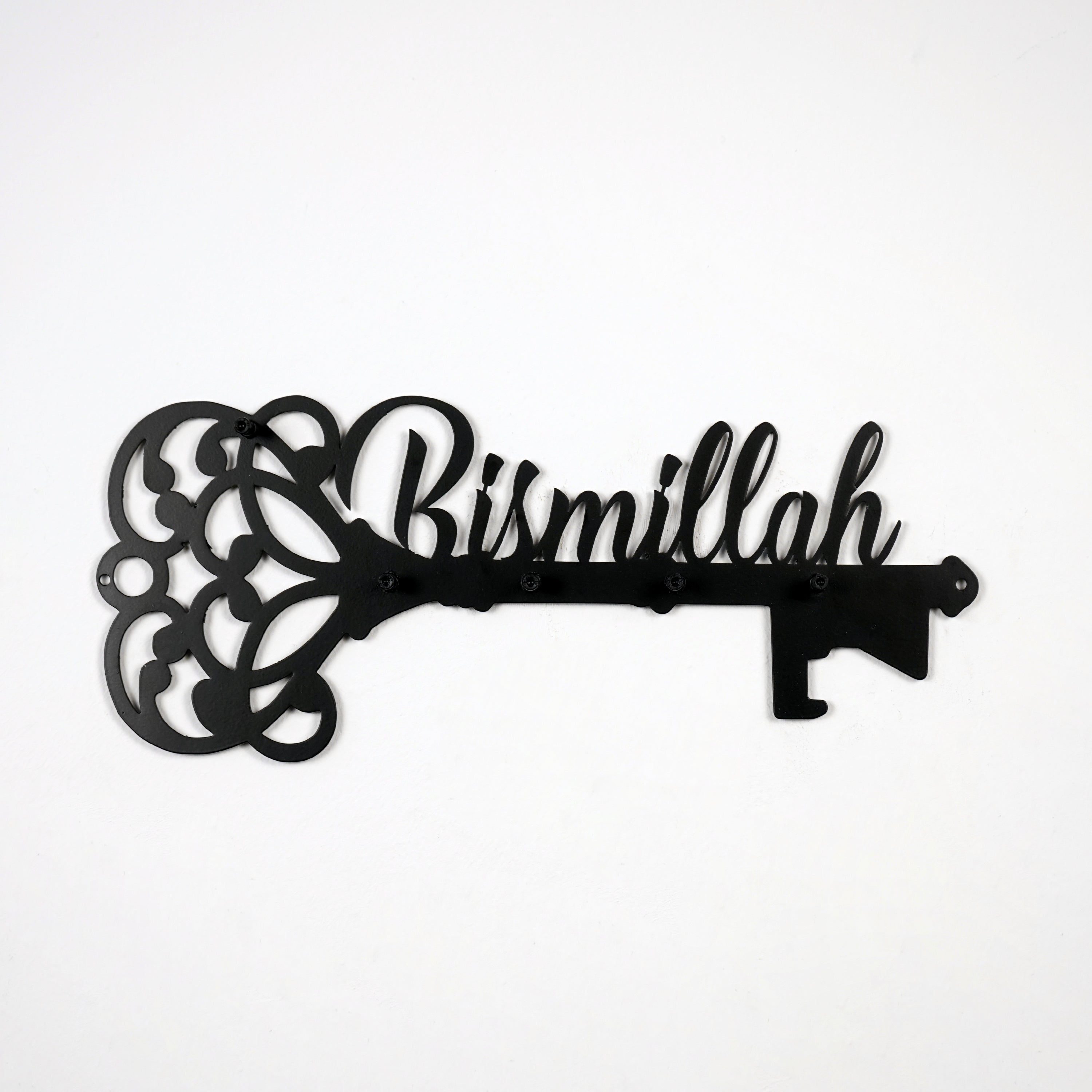 Bismillah Key Holder - Islamic Wall Art with Latin Calligraphy - Home Decor for Muslim Households, Perfect for Entryway, Living Room & Prayer Room