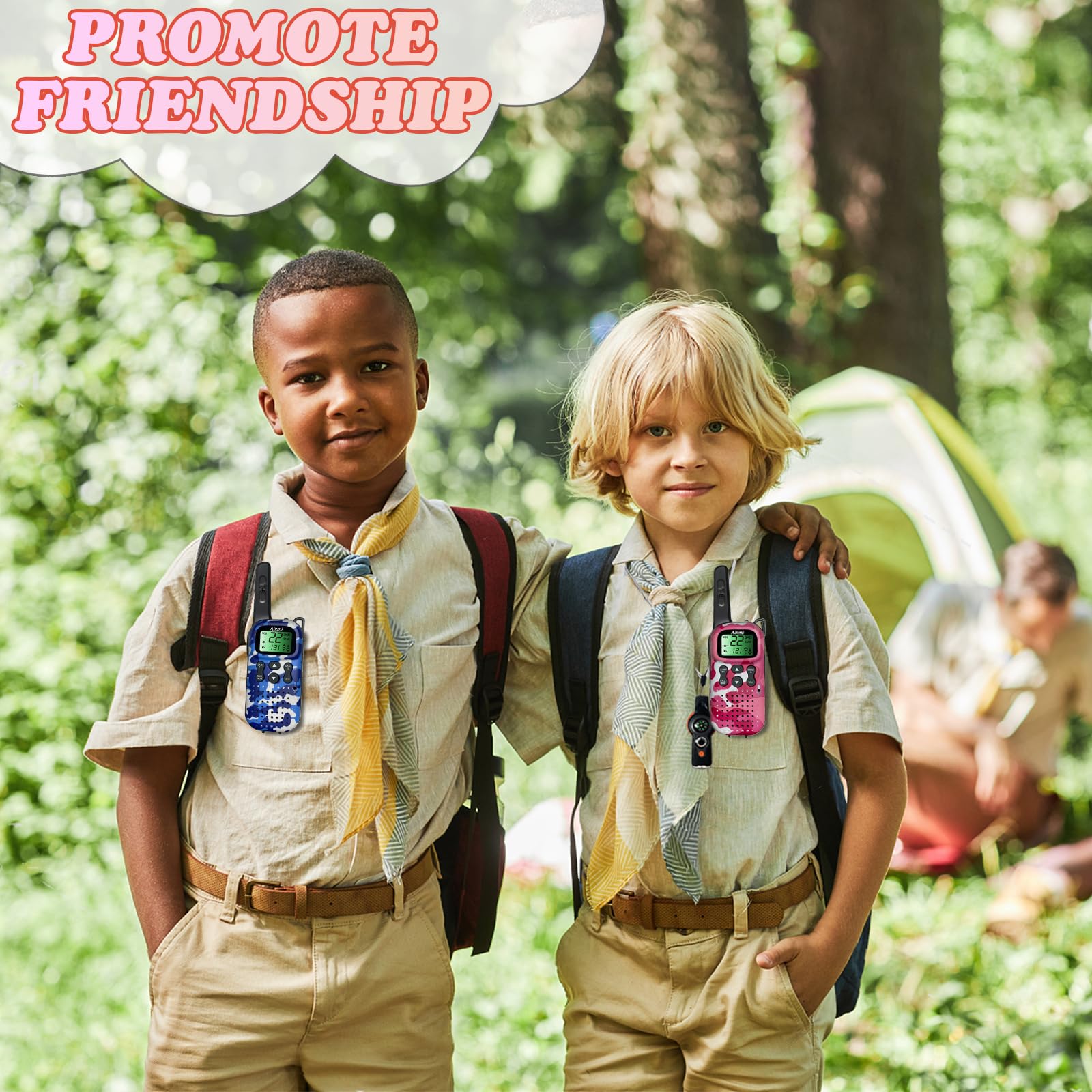 Kids Walkie Talkies - 2 Way Radios for Boys & Girls Ages 5-9 | Outdoor Adventure Toys with Camping Gear | Army Soldier Pretend Play Set | Perfect Birthday Gift (Blue & Pink) - Ideal for Backyard Adventures, Camping Trips & Role Playing Games