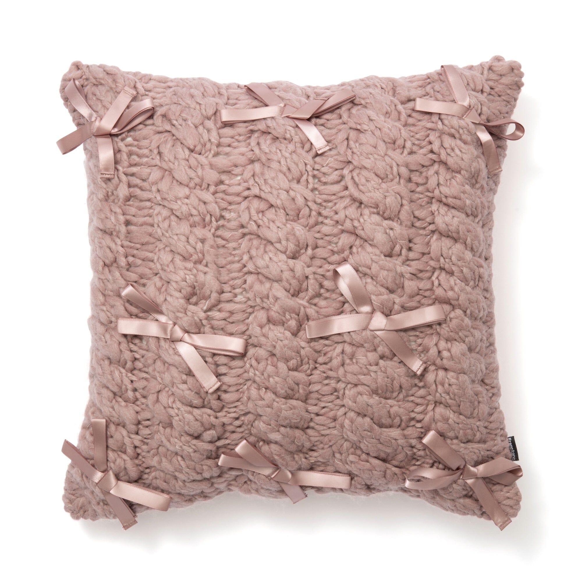 Soft Kint Ribbon Cushion Cover 18x18 Inches - Premium Pink Decorative Pillow Case for Sofa, Bed, Living Room - Home Decor & Gift Idea