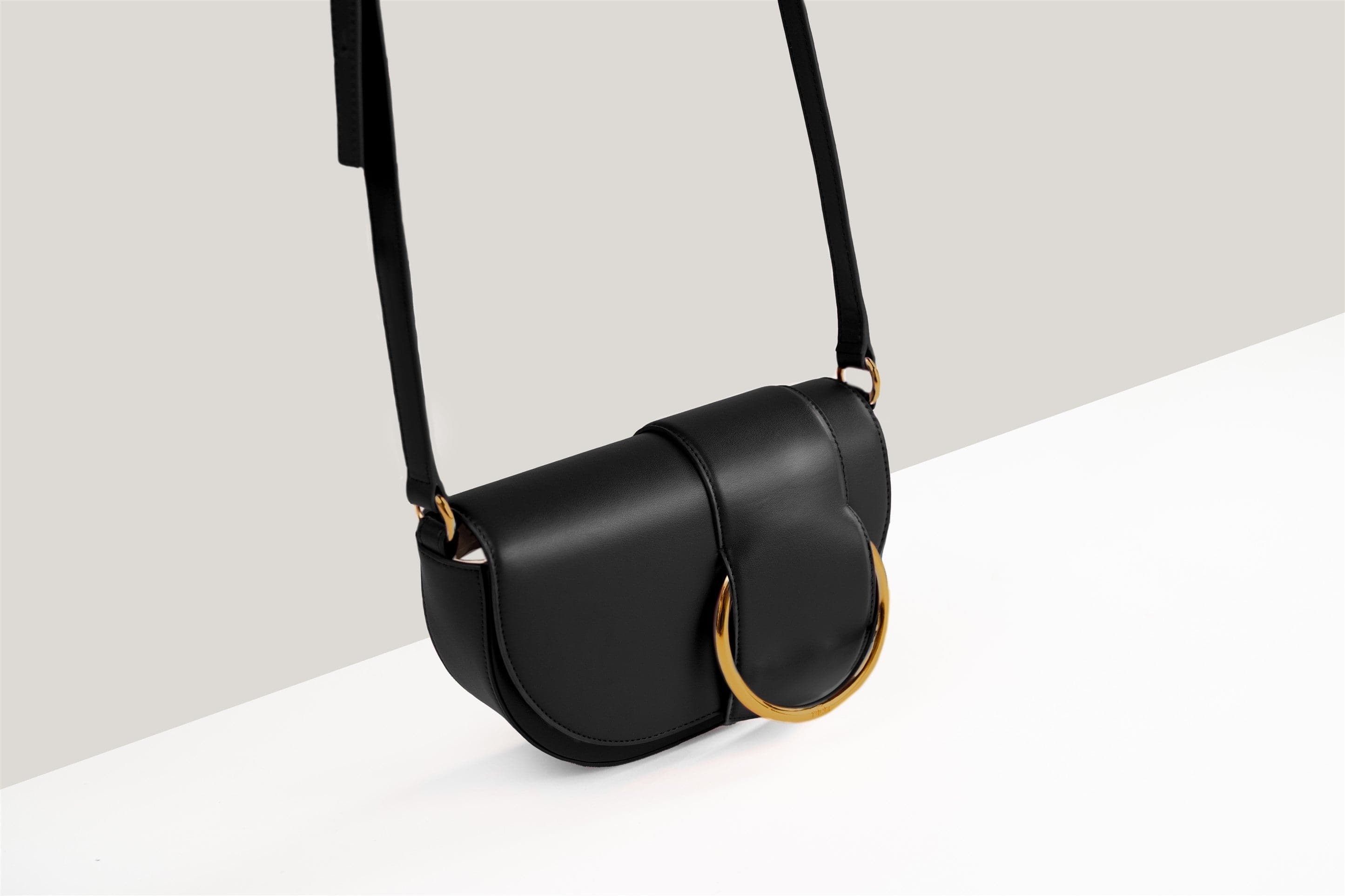 Luna Vegan Leather Shoulder Bag for Women - Stylish & Eco-Friendly Apple Leather Handbag in Black | Perfect for Work, Travel & Everyday Use