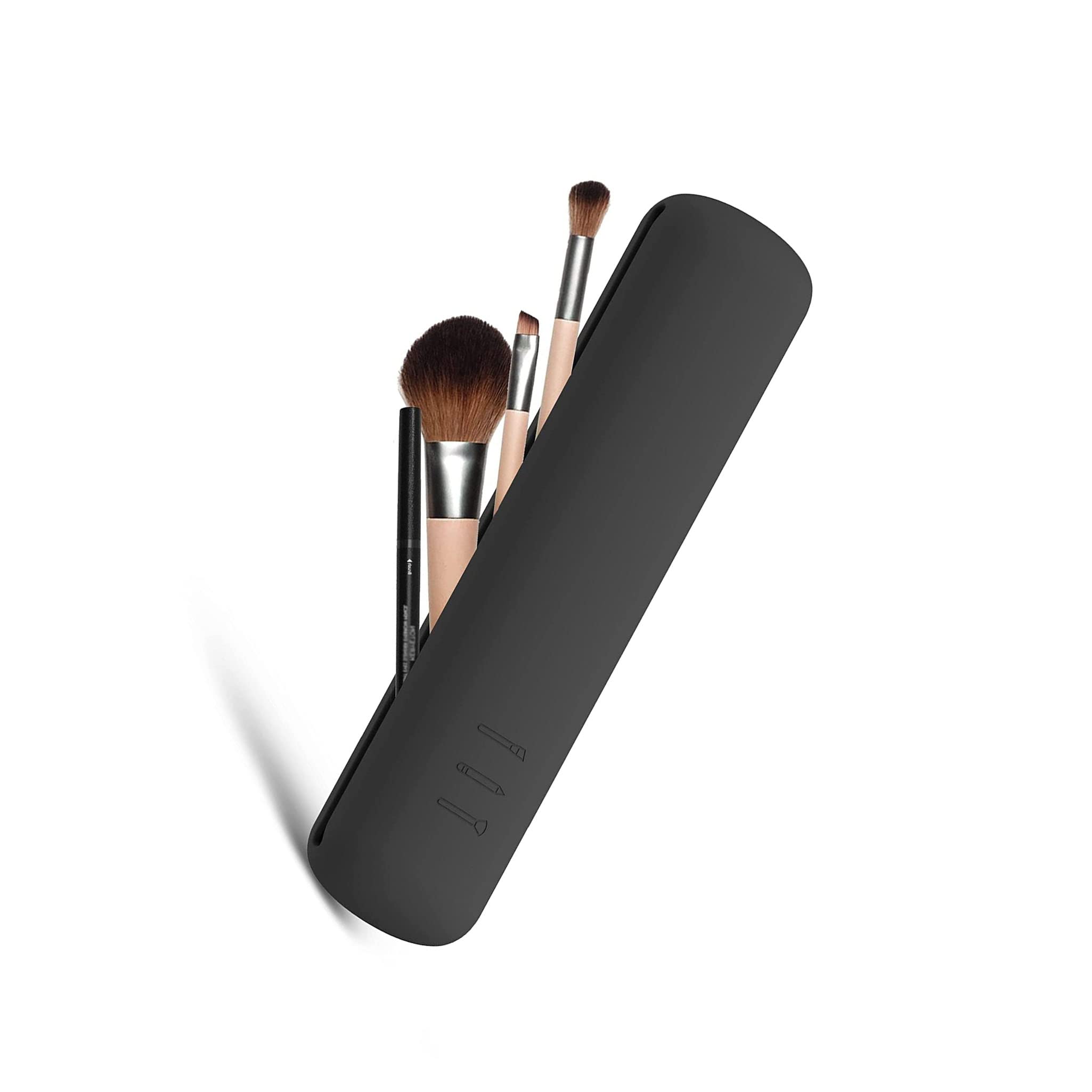 Premium Travel Makeup Brush Case - Waterproof Silicone Makeup Brush Holder for Women | Trendy Cosmetic Organizer with Sleek Design | Perfect for Travel, Home Storage & Professional Use (Black)