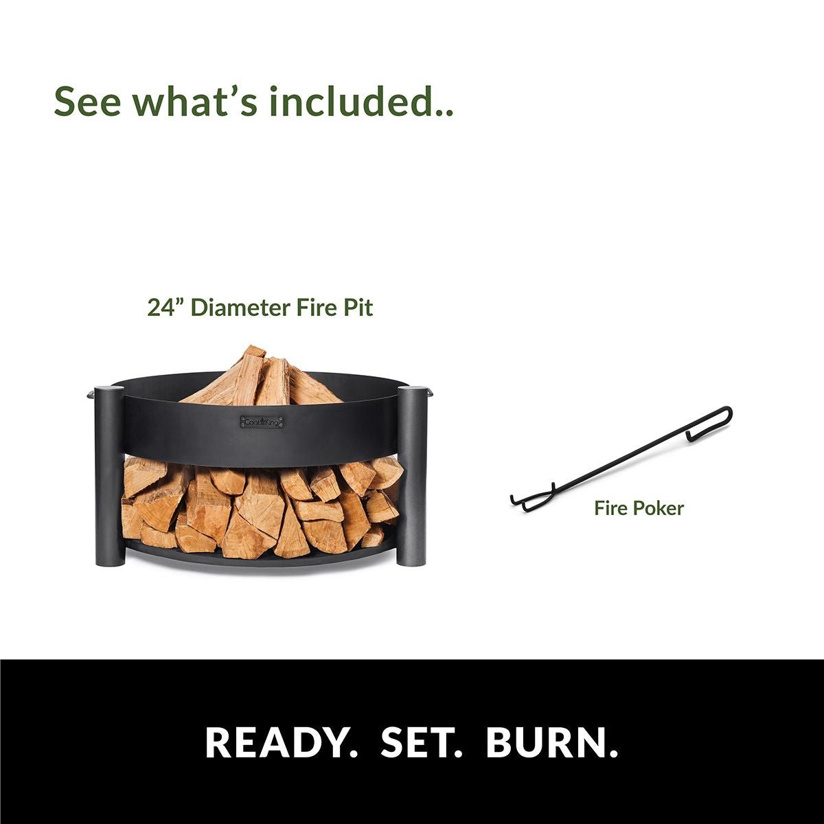 Montana 24 Inch Outdoor Fire Pit - Heavy Duty Steel Fire Bowl for Backyard, Patio, Camping & Garden - Perfect for Bonfires, Roasting Marshmallows & Outdoor Gatherings