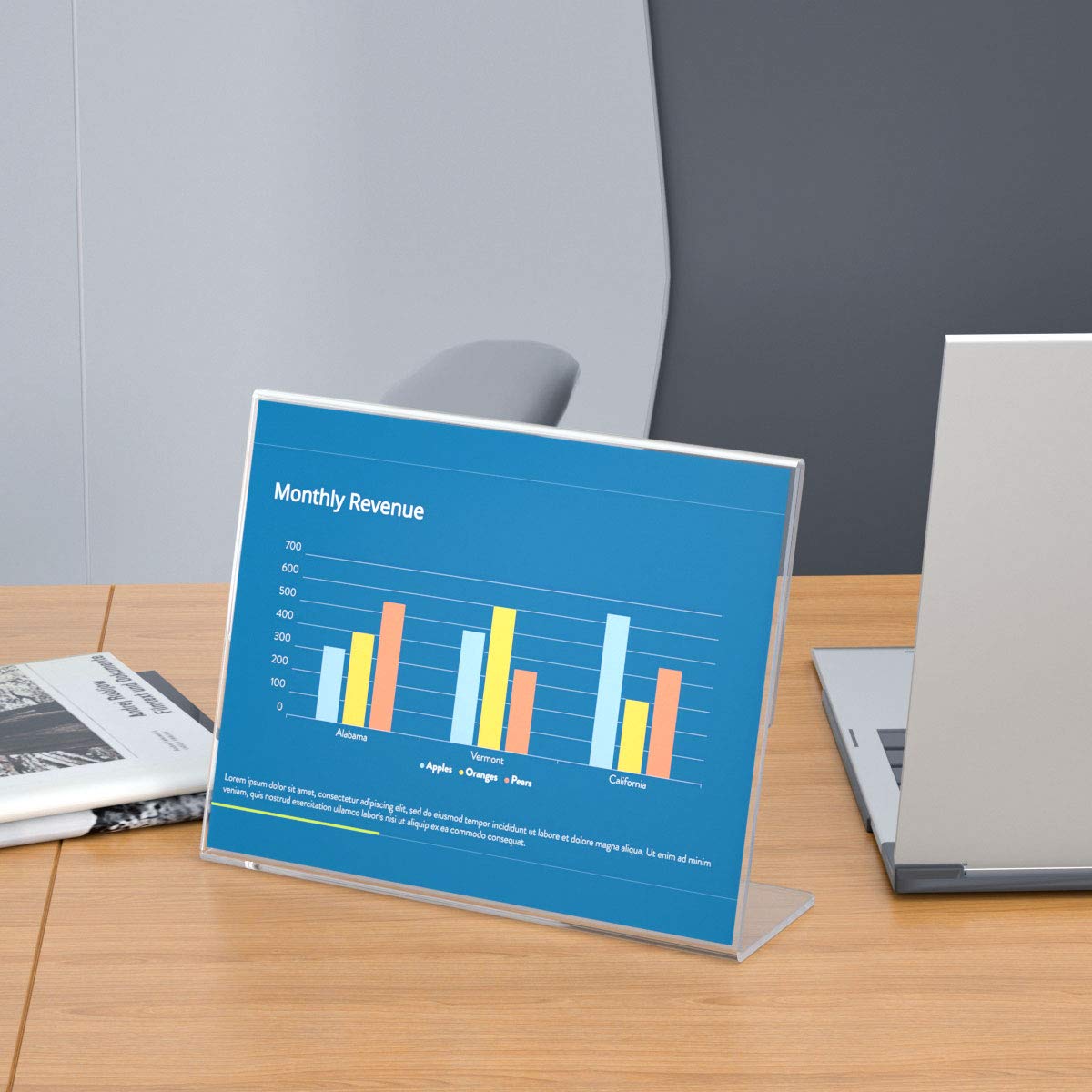 NIUBEE 12 Pack Clear Acrylic Sign Holders 8.5x11 Inches - Horizontal Slant Back Plastic Frames for Flyers, Menus, Documents - Perfect for Office, Store, Restaurant & Retail Displays (Landscape Orientation)