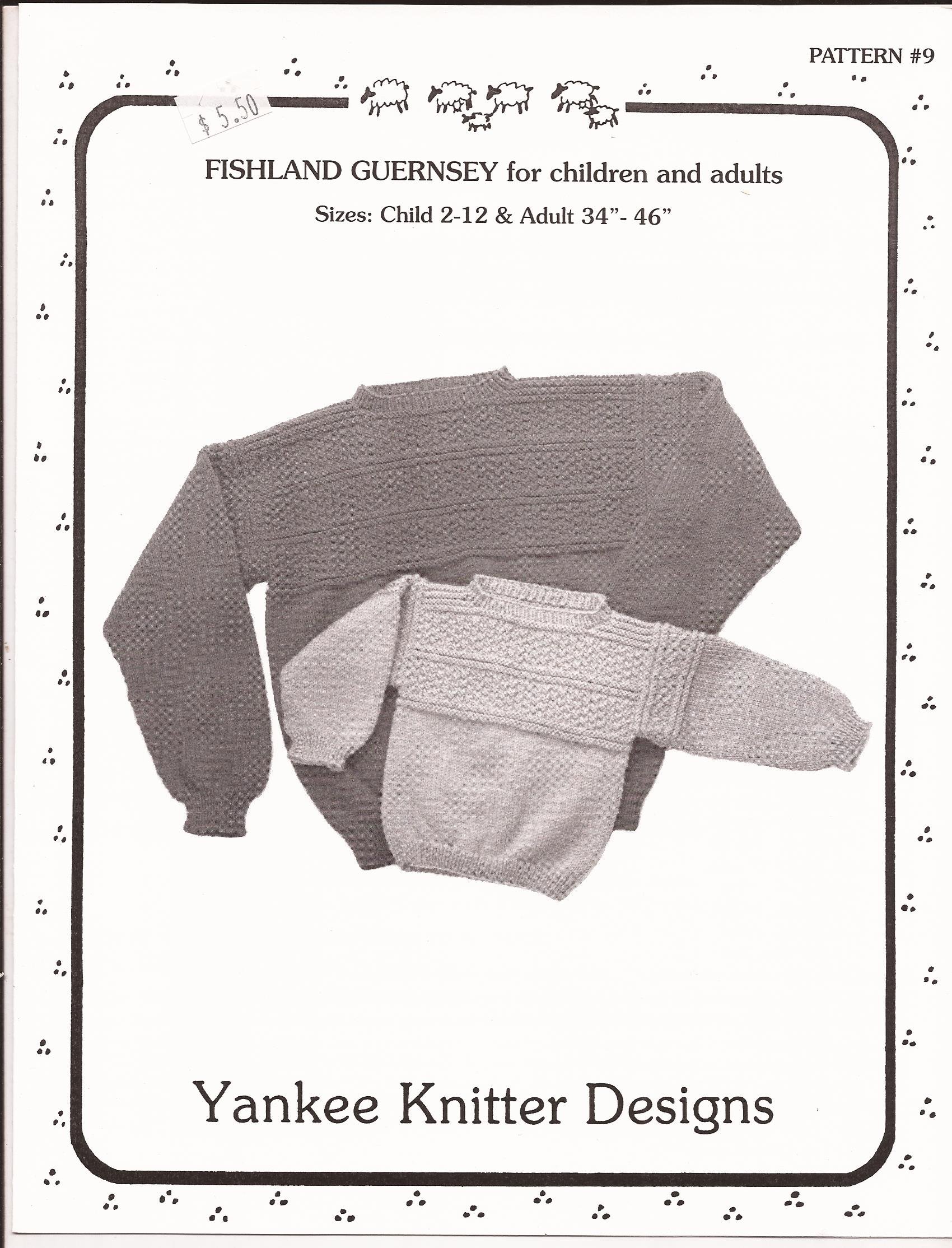 Yankee Knitter Designs Knitting Pattern #9 Fisherland Guernsey Sweater for Kids & Adults - DIY Handmade Cozy Pullover for Family Crafting & Winter Wear