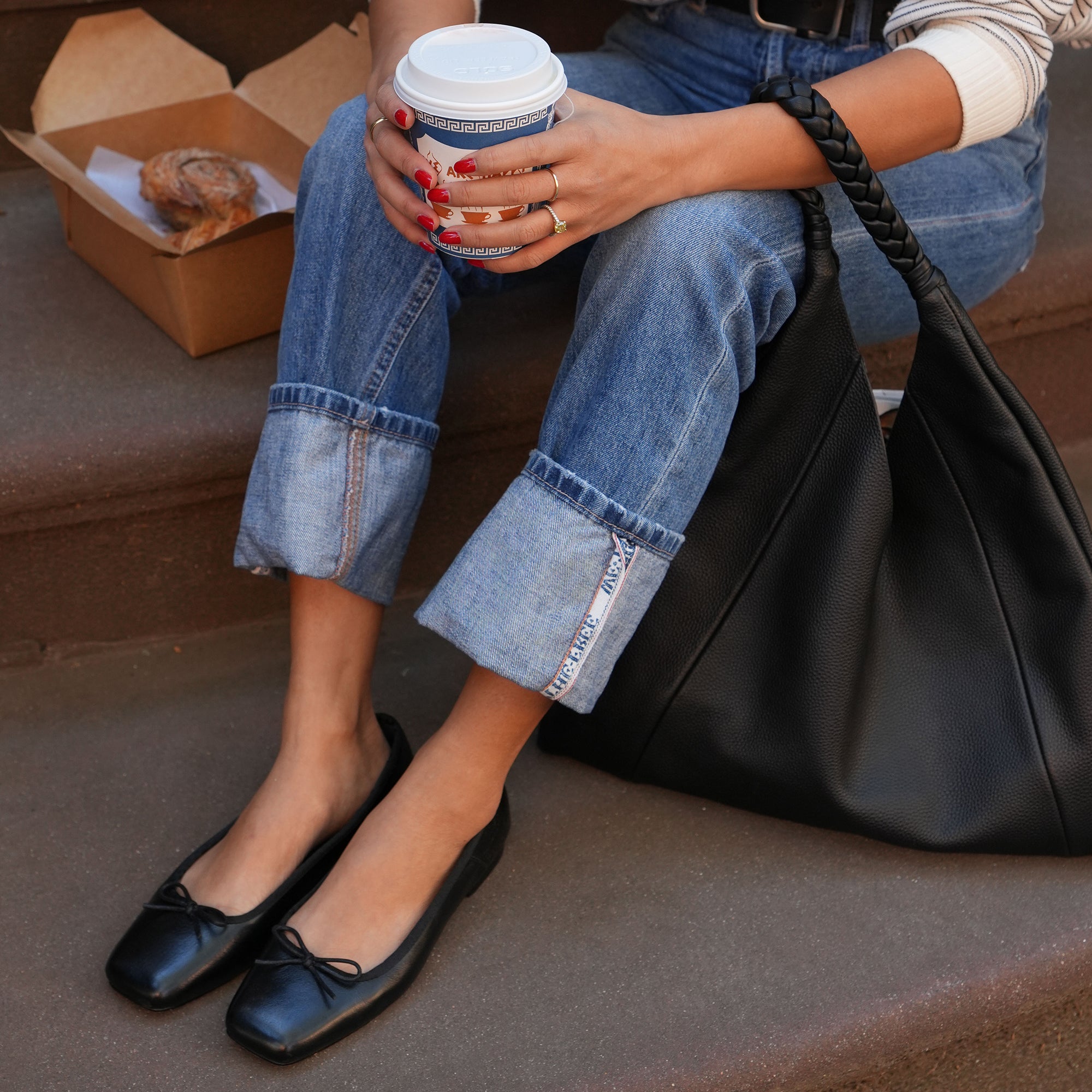 ANISA Women's Black Leather Ballet Flats - Comfortable & Stylish Shoes for Work, Casual Wear & Dance