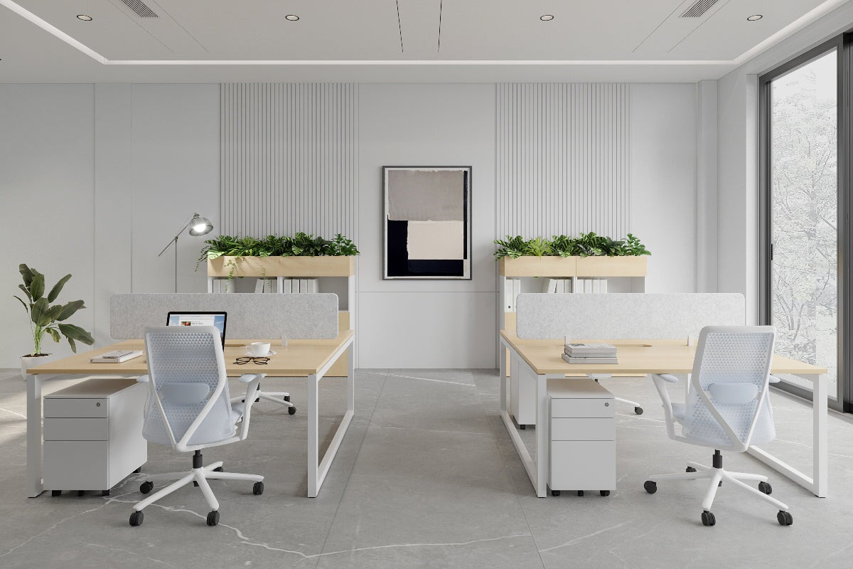 Quadro Loop Legs 2-Person Office Workstation - 1200L x 800W with Cable Management Scallop - Perfect for Collaborative Workspaces & Shared Office Desks