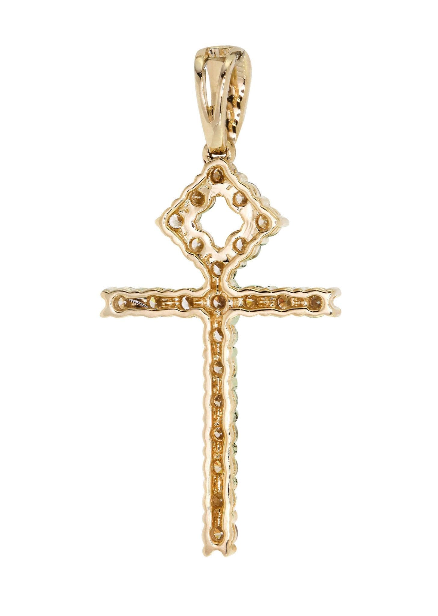 0.94 Carat Diamond Ankh Pendant Necklace - 2 Grams 14K Gold Egyptian Cross Jewelry for Women - Perfect Gift for Birthday, Anniversary & Spiritual Occasions