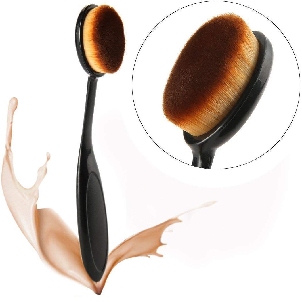 TWIREY Professional Oval Foundation Brush & Sponge Puff Set - 3 Pack for Flawless Makeup Application - Perfect for Liquid, Cream & Powder Foundations