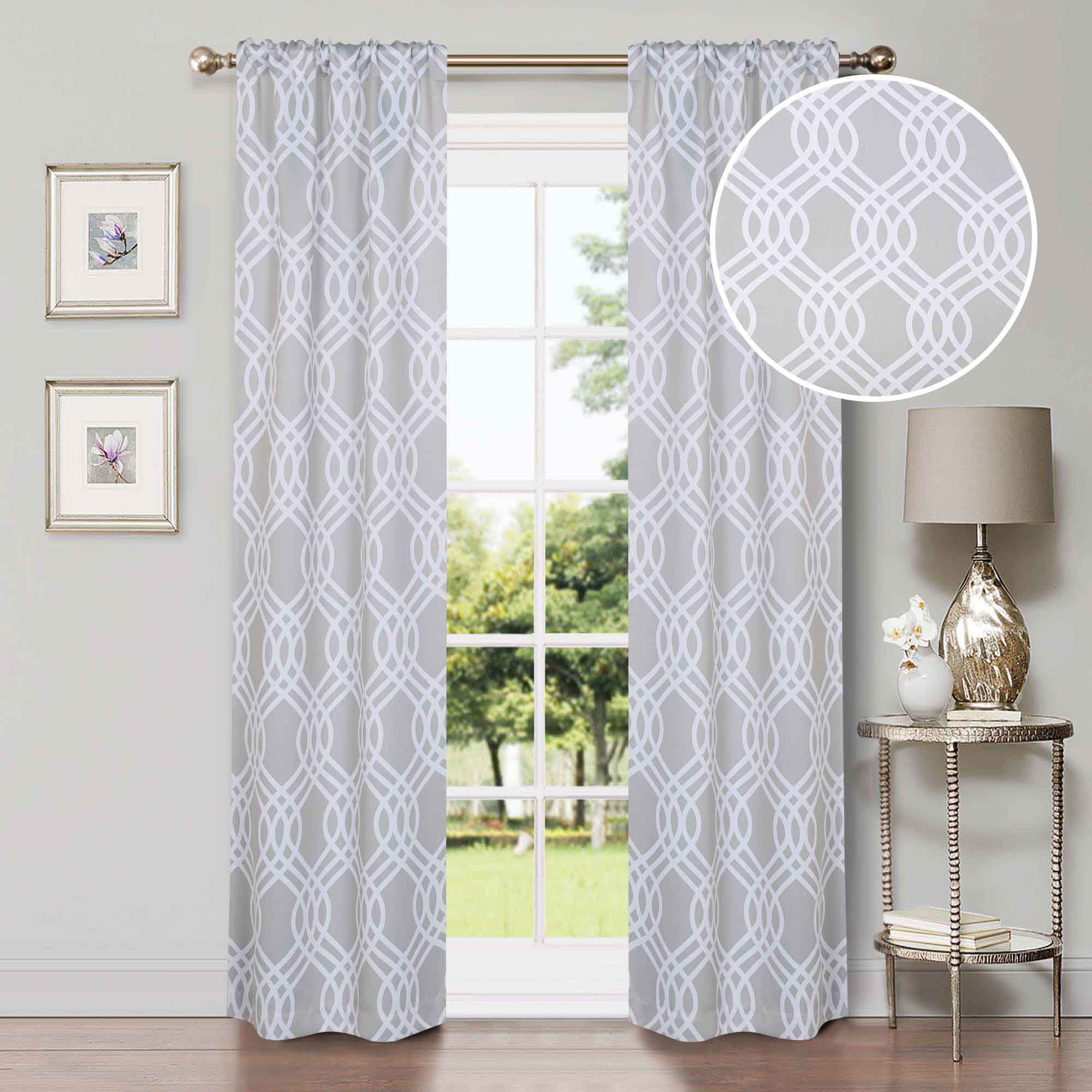 Blackout Curtains for Bedroom - Washable Room Darkening Ribbon Trellis Curtain Panel Set - Perfect for Nursery, Home Theater & Light Sleepers