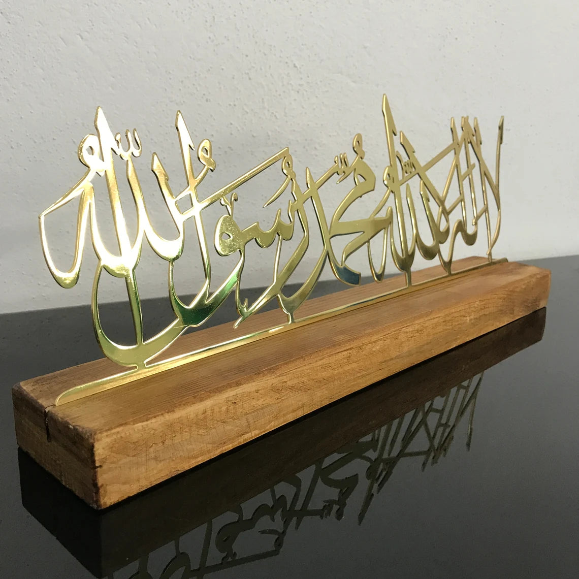 First Kalima Arabic Calligraphy Islamic Wall Art - Elegant Tabletop Decor for Home, Office & Mosque - Perfect for Muslim Prayer Room & Spiritual Gifts