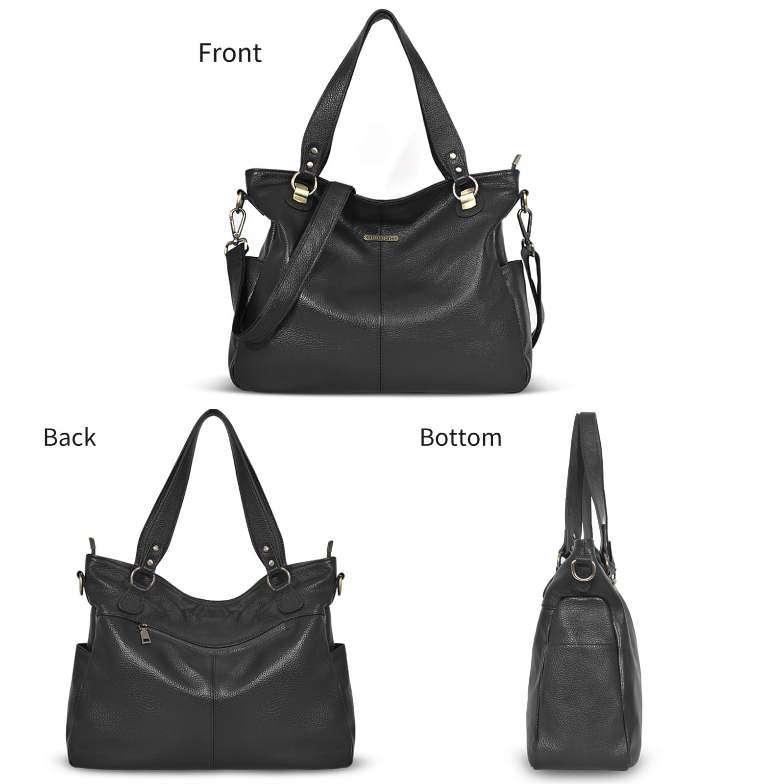Blofinche Genuine Leather Hobo Bag for Women - Large Slouchy Tote Purse, Soft Real Leather Shoulder Handbag Satchel for Laptop, Work & Travel | Perfect for Office, Commuting & Everyday Use
