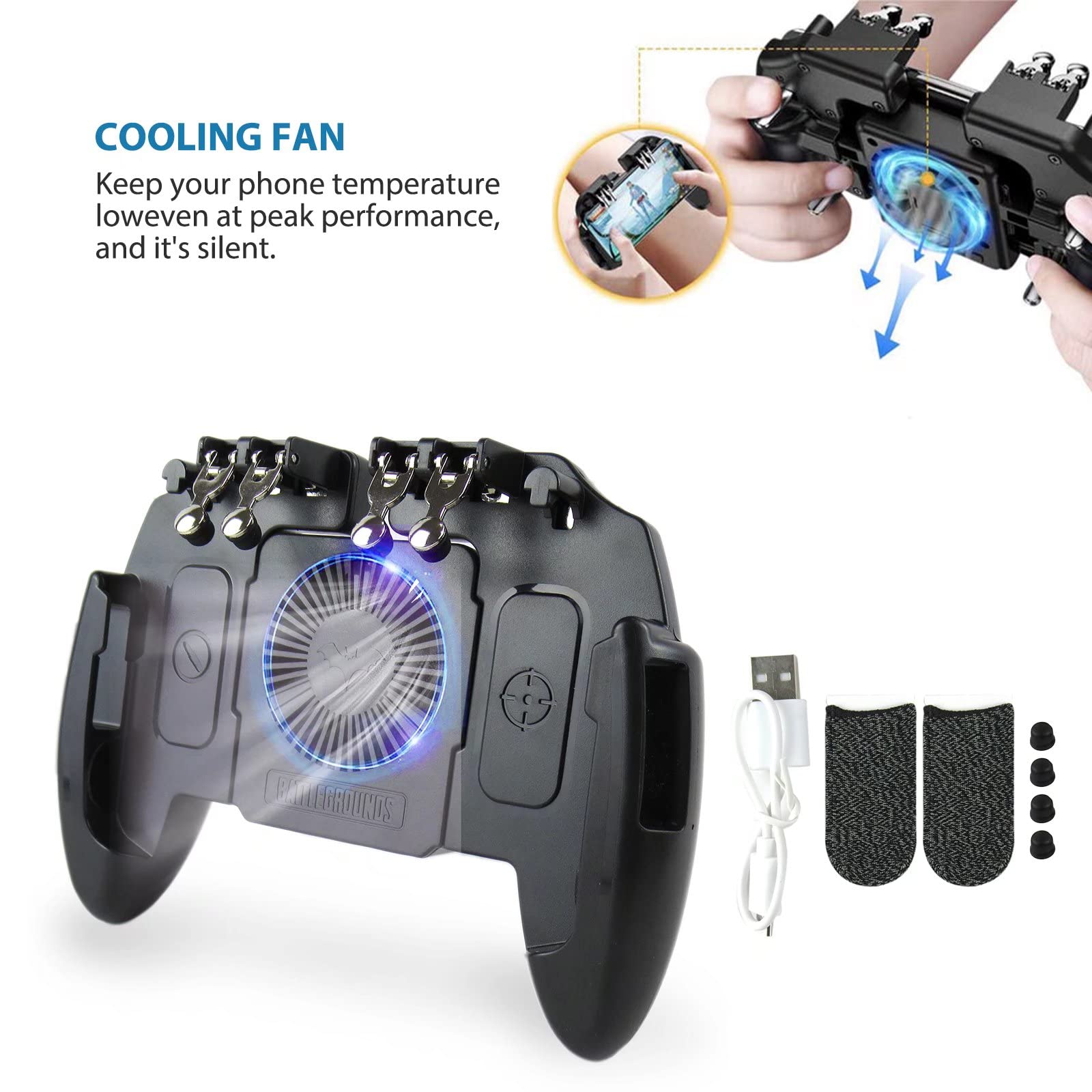 Wireless Game Controller for PUBG Mobile - Trigger Joystick Gamepad Compatible with iPhone & Android Phones - Perfect for FPS Gaming & Competitive Play