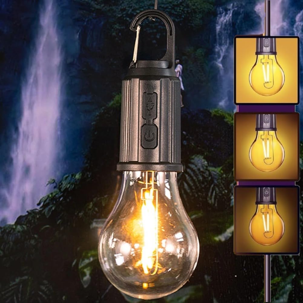 UM INTERNATIONALS Rechargeable LED Camping Lantern - 3 Light Modes, Hanging Tent Light for Outdoor Adventures, Emergency Power Outages | Perfect for Camping, Hiking, Backpacking & Home Decor