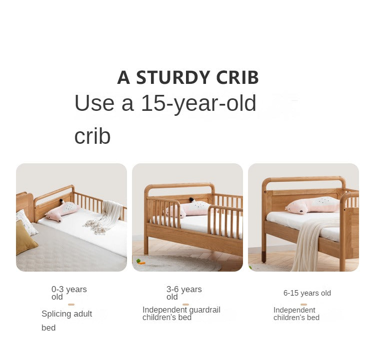 Premium Oak Solid Wood Toddler Bed - Convertible, Multi-Functional Kids Bed with Safety Rails | Perfect for Nursery, Daycare & Small Bedrooms