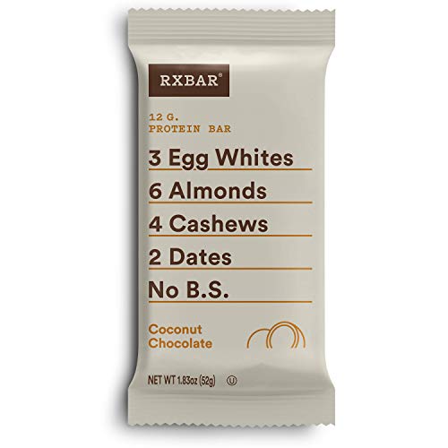 RXBAR Protein Bar - Coconut Chocolate Flavor, 12g Protein, Gluten Free & Dairy Free Snack, 22oz Box (12 Count) | Healthy On-the-Go Breakfast, Post Workout Recovery & Travel Snacks